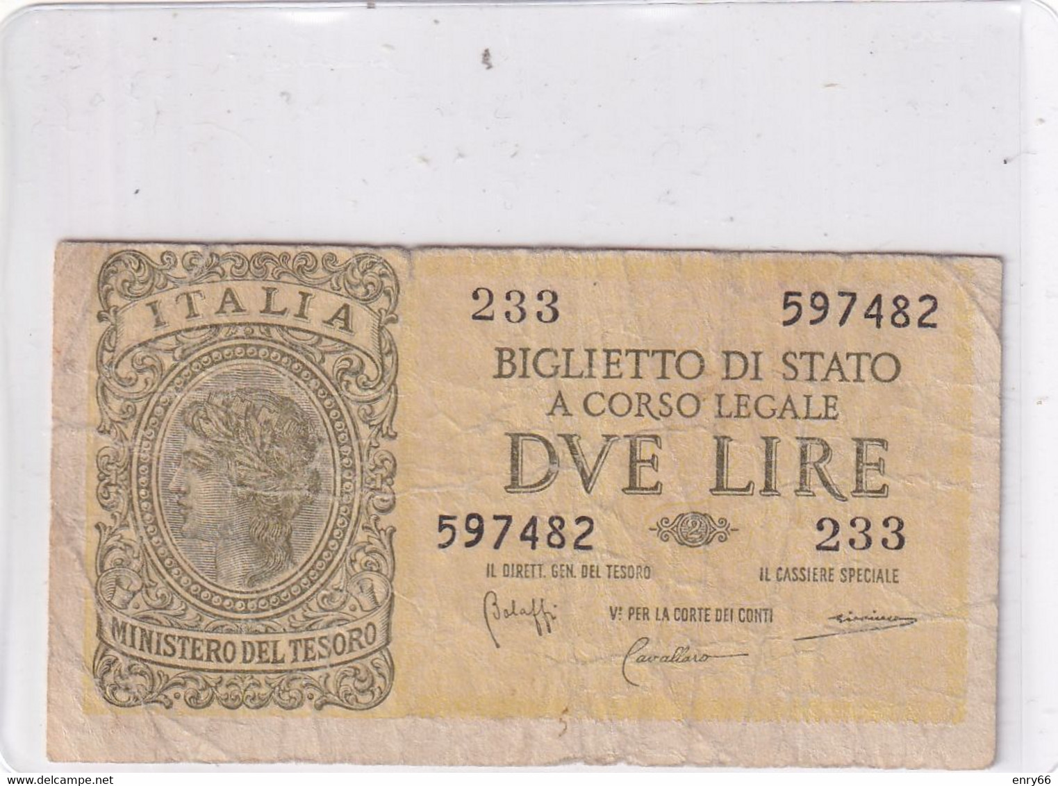 ITALIA 2 LIRE  23-11-1944 CAT. 9B - Italia – 2 Lire