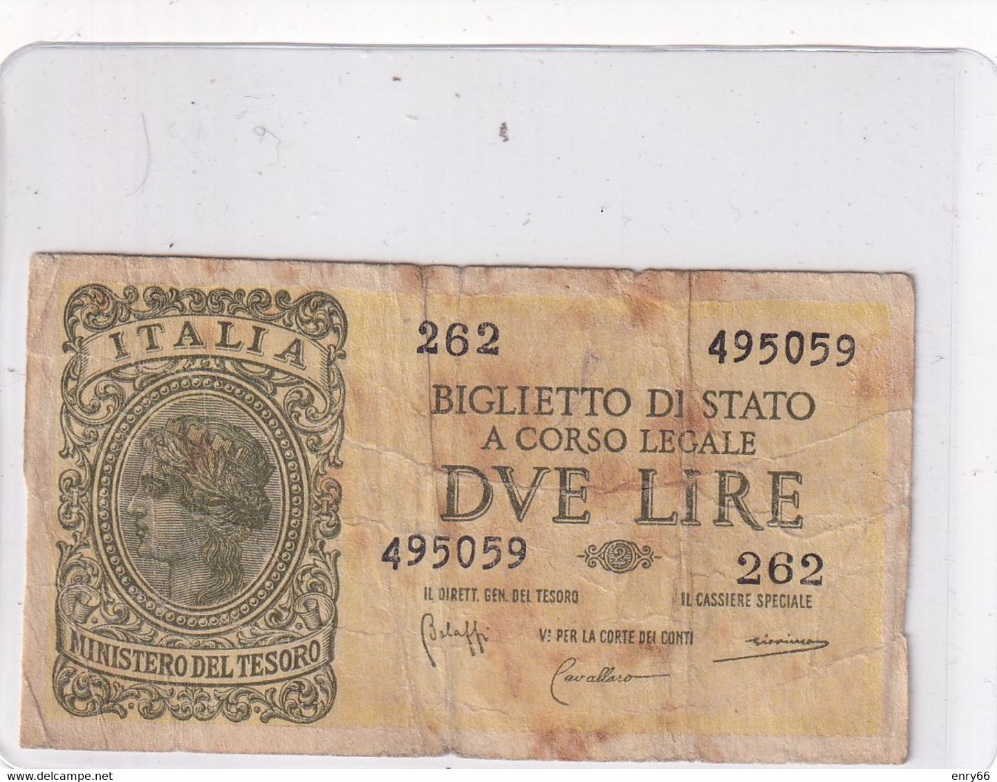 ITALIA 2 LIRE  23-11-1944 CAT. 9B - Italia – 2 Lire