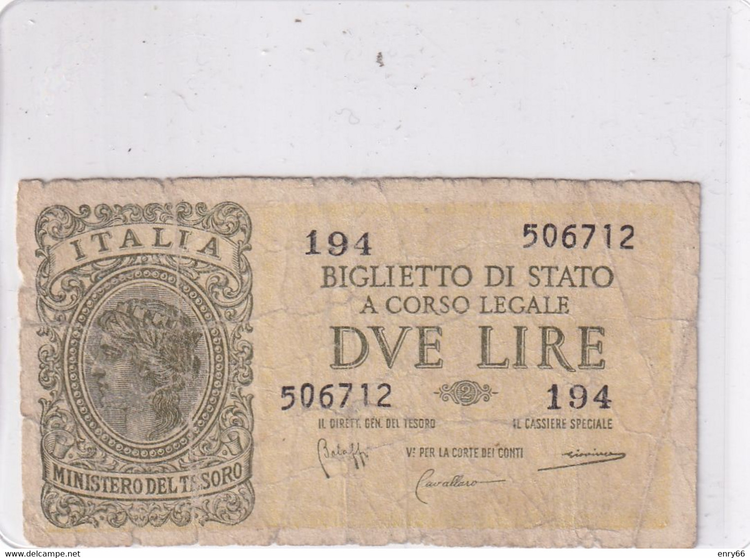 ITALIA 2 LIRE  23-11-1944 CAT. 9B - Italië – 2 Lire