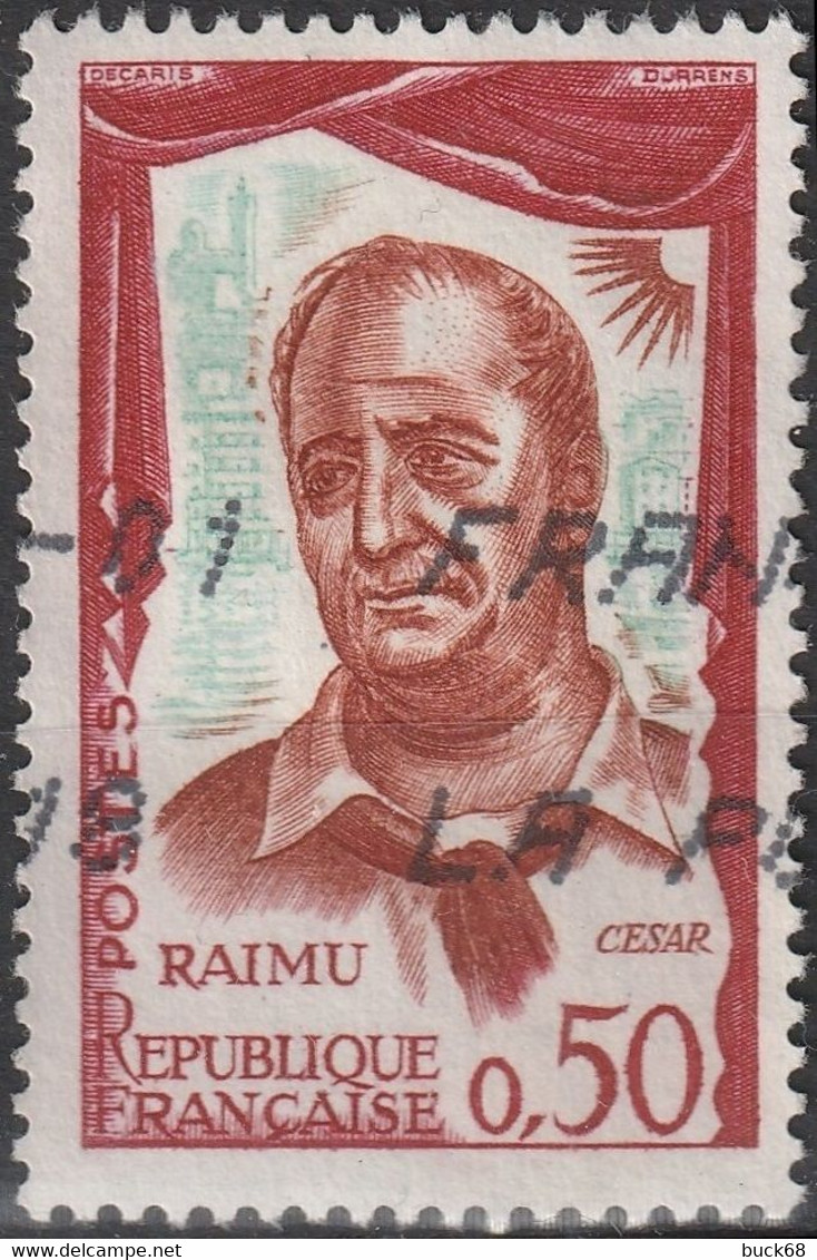 FRANCE 1304a (o) Variété (décor Vert Pâle Estompé) Acteur Raimu Dans Le Rôle De César 1961 - Used Stamps