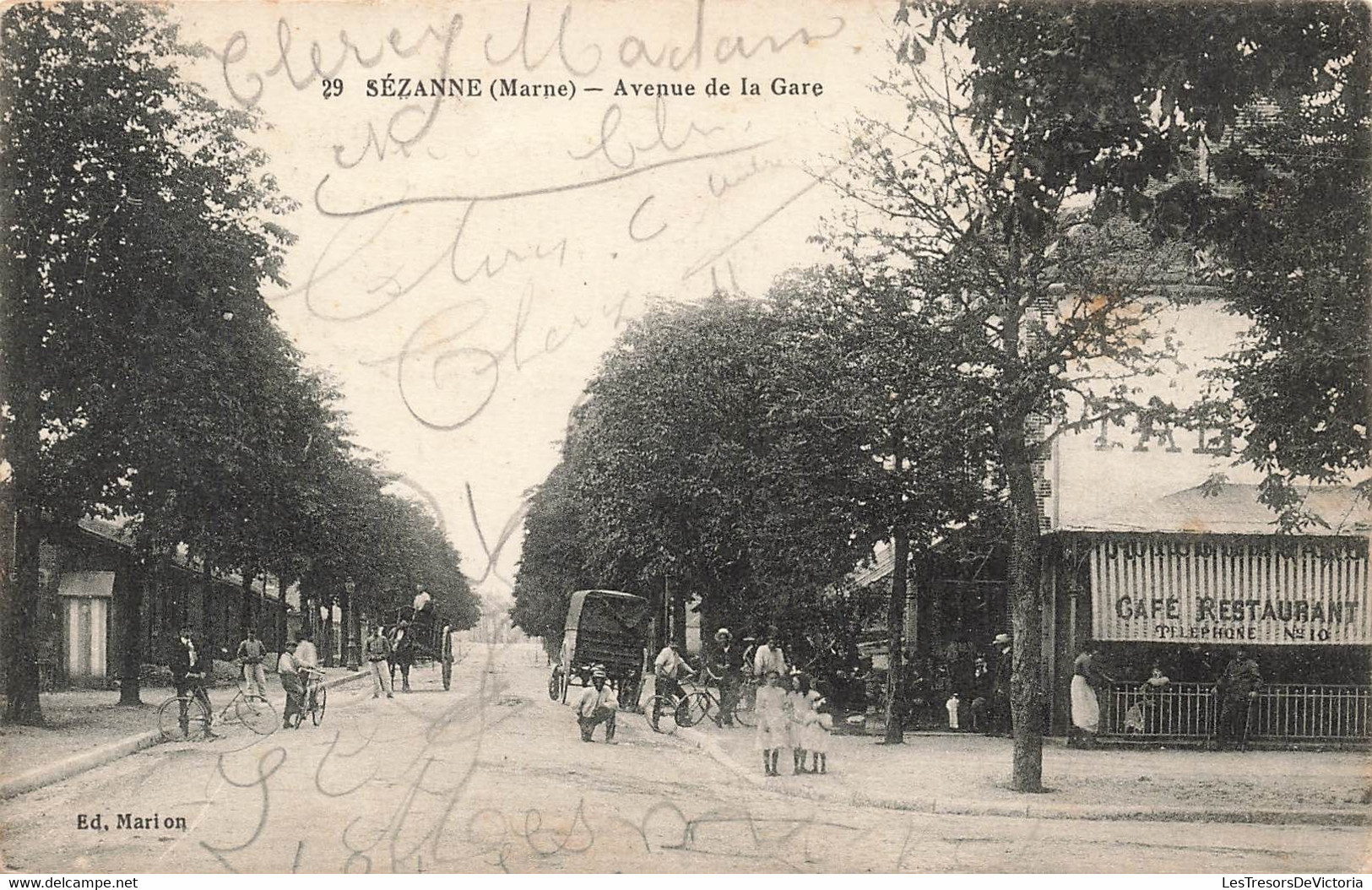 CPA Sezanne - Sezanne - Avenue De La Gare - Ed Marion - Velos - Charette - Sezanne