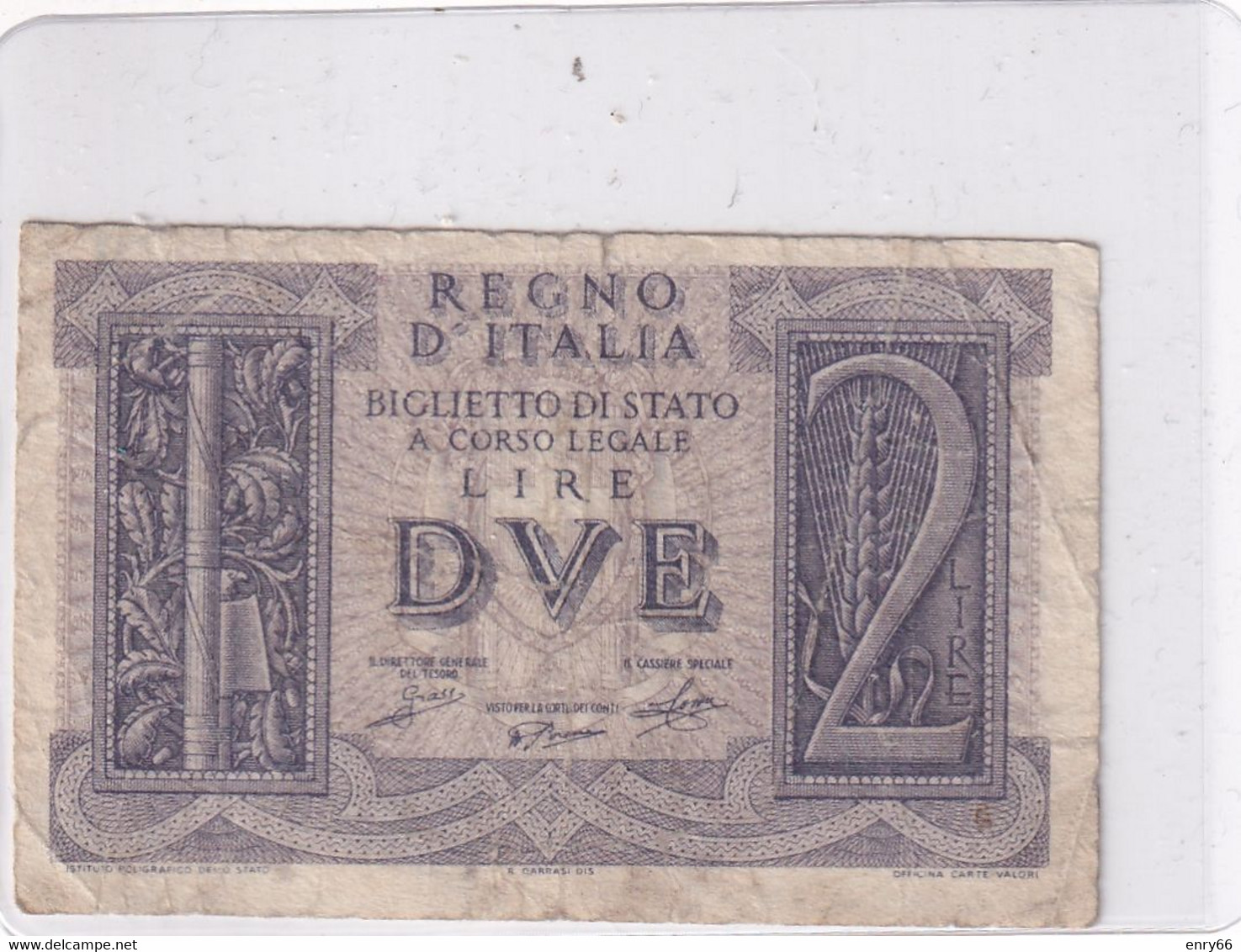 ITALIA 2 LIRE  14-11-1939 CAT. 8A - Italia – 2 Lire