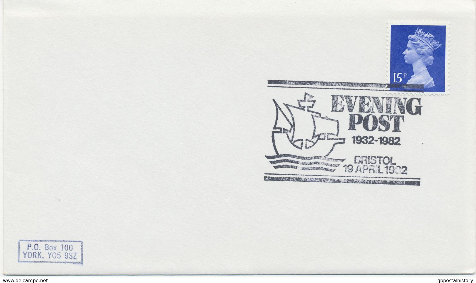 GB SPECIAL EVENT POSTMARKS EVENING POST 1932-1982 BRISTOL 19 APRIL 1982 - Storia Postale