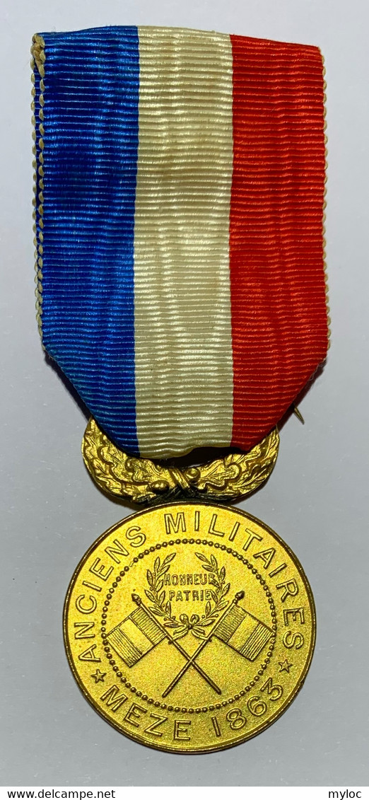 Militaria. Médaille D'une Société De Secours Mutuelles D'anciens Militaires. Meze. 1863 - Avant 1871