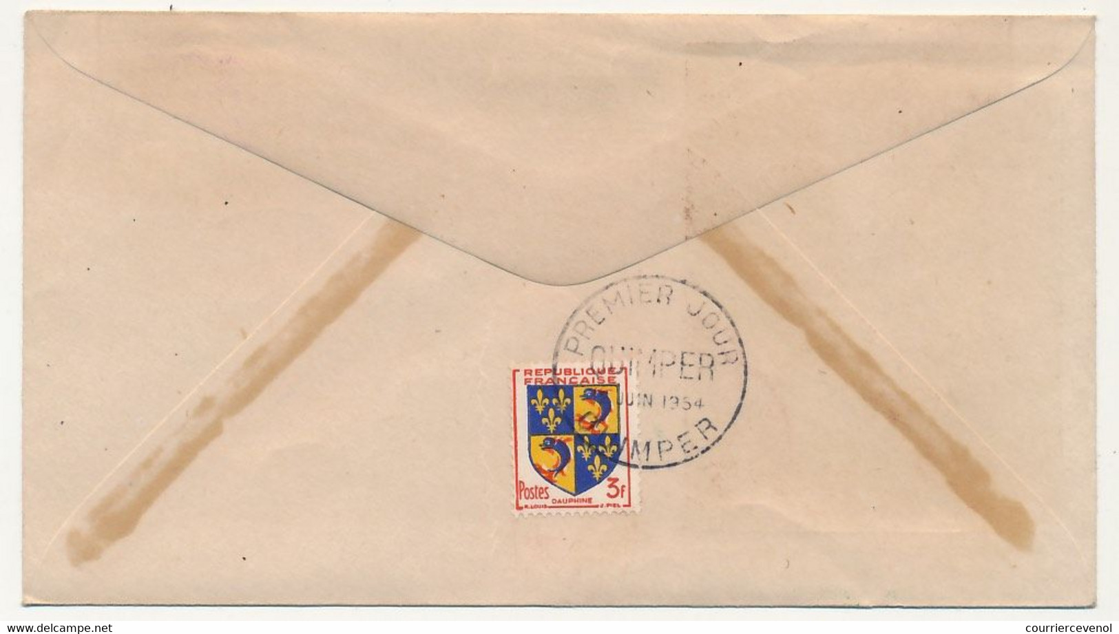 FRANCE - Env. FDC - 12F QUIMPER - 12/6/1954 - 1950-1959