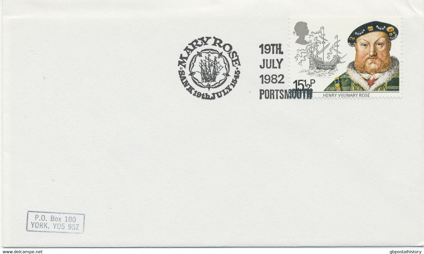 GB SPECIAL EVENT POSTMARKS MARY ROSE SANK 19th JULY 1545 - 19TH JULY 1982 PORTSMOUTH - Marcophilie