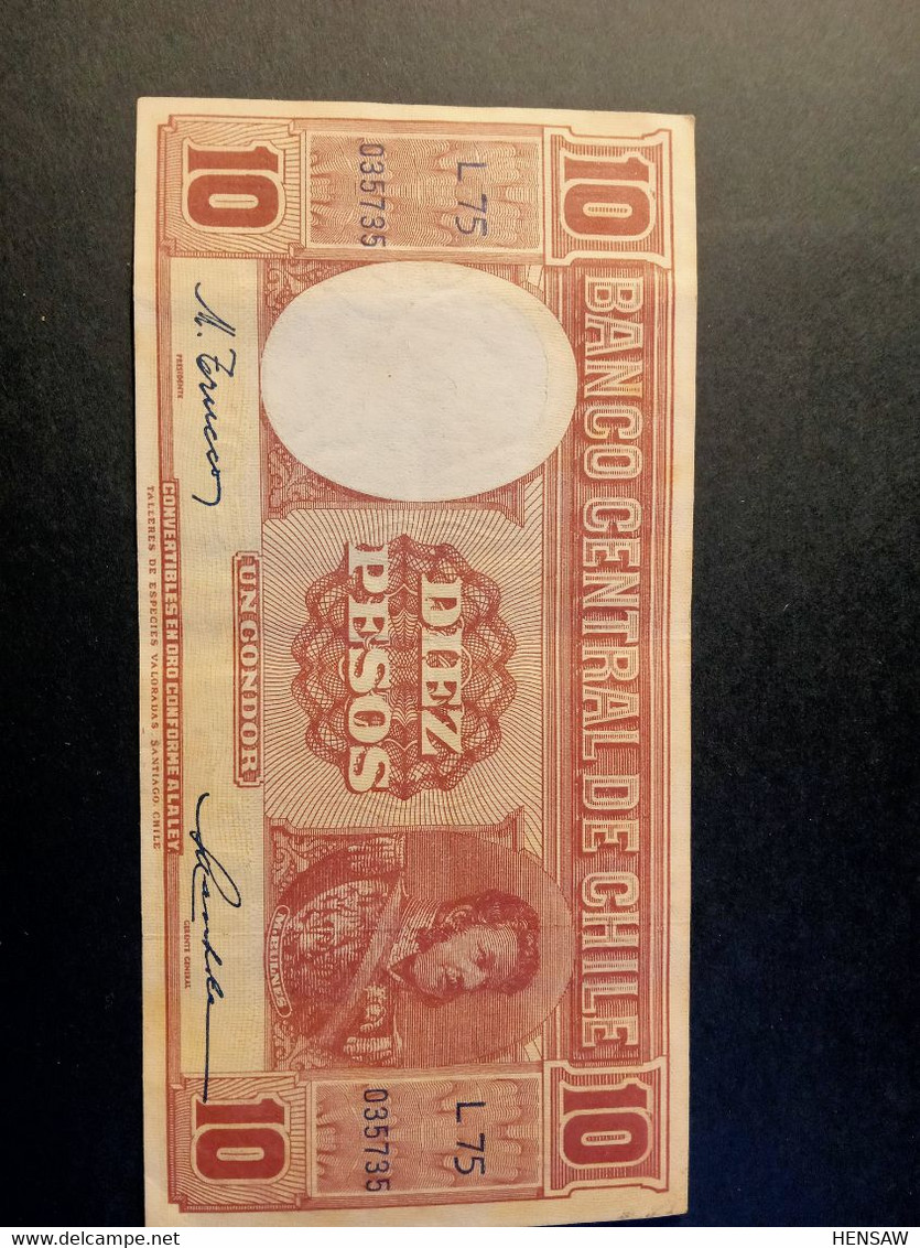 CHILE 10 PESOS P 111 1960 USADO USED - Cile