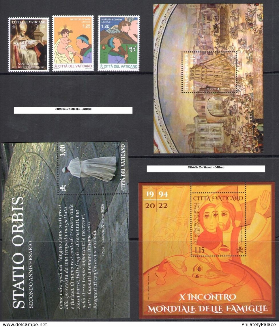 VATICAN 2022 – Full Year Pack 24 Stamps + 5 MS + 1 Booklet MNH Integra And Original Rubber (**) - Nuevos