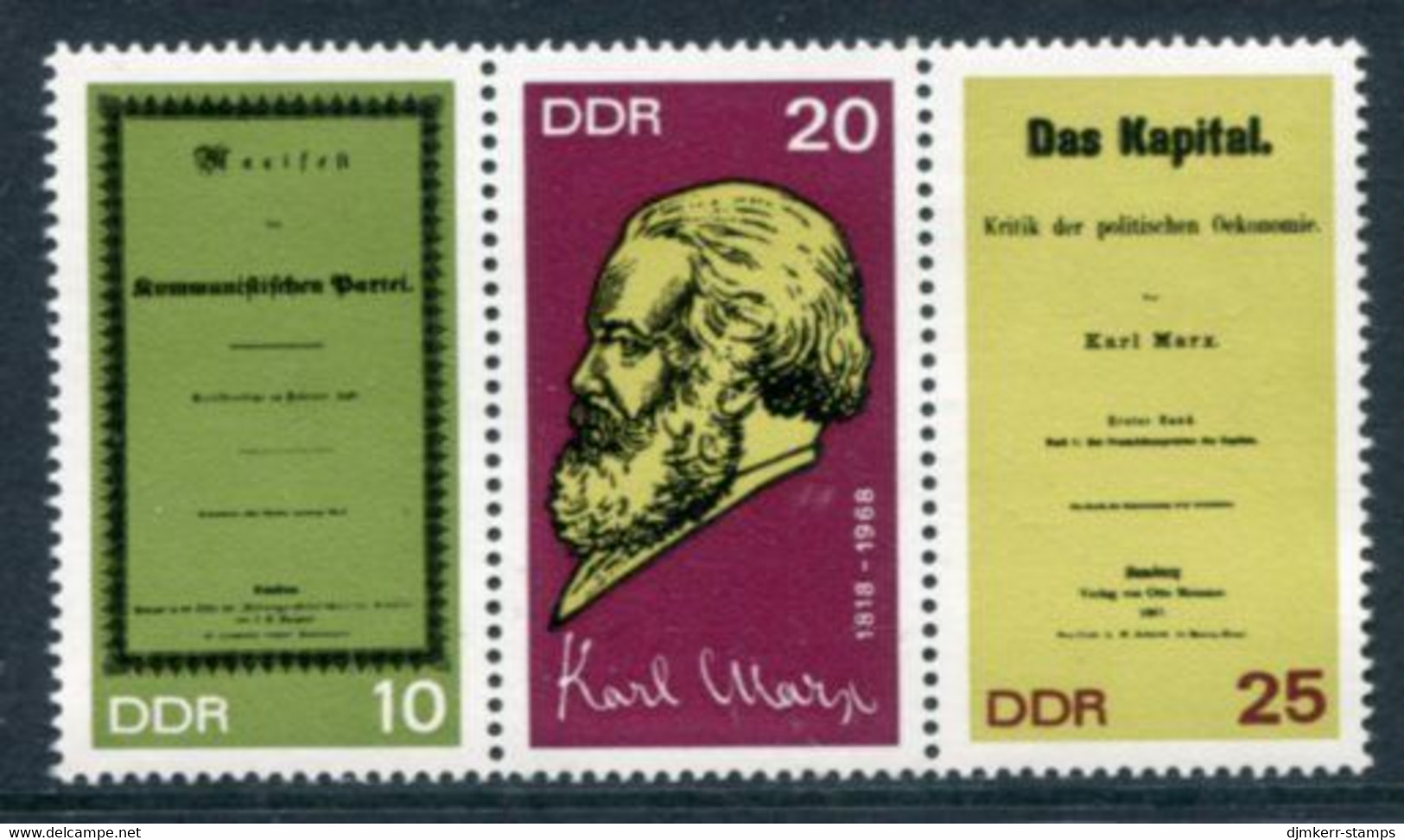 DDR / E. GERMANY 1968 Marx Birth Anniversary MNH / **.  Michel 1365-67 - Nuovi