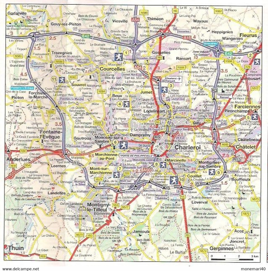 RÉSEAU BELGIQUE-LUXEMBOURG - CARTE ROUTI£ERE PEUGEOT - 2002.