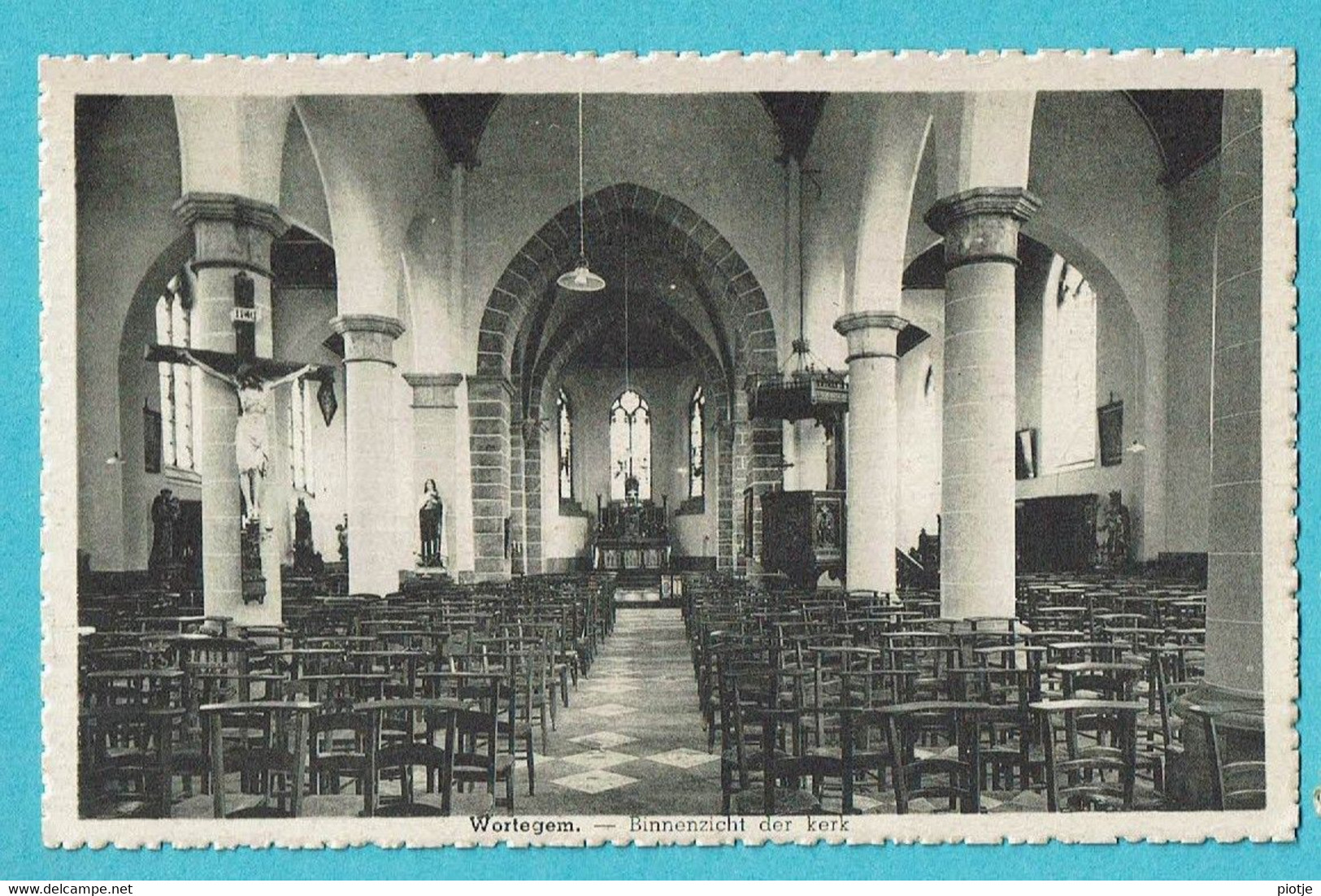 * Wortegem Petegem (Oost Vlaanderen) * (Uitg P.S. Antoine - A. Verwulgen) Binnenzicht Kerk, Intérieur église, Croix - Wortegem-Petegem