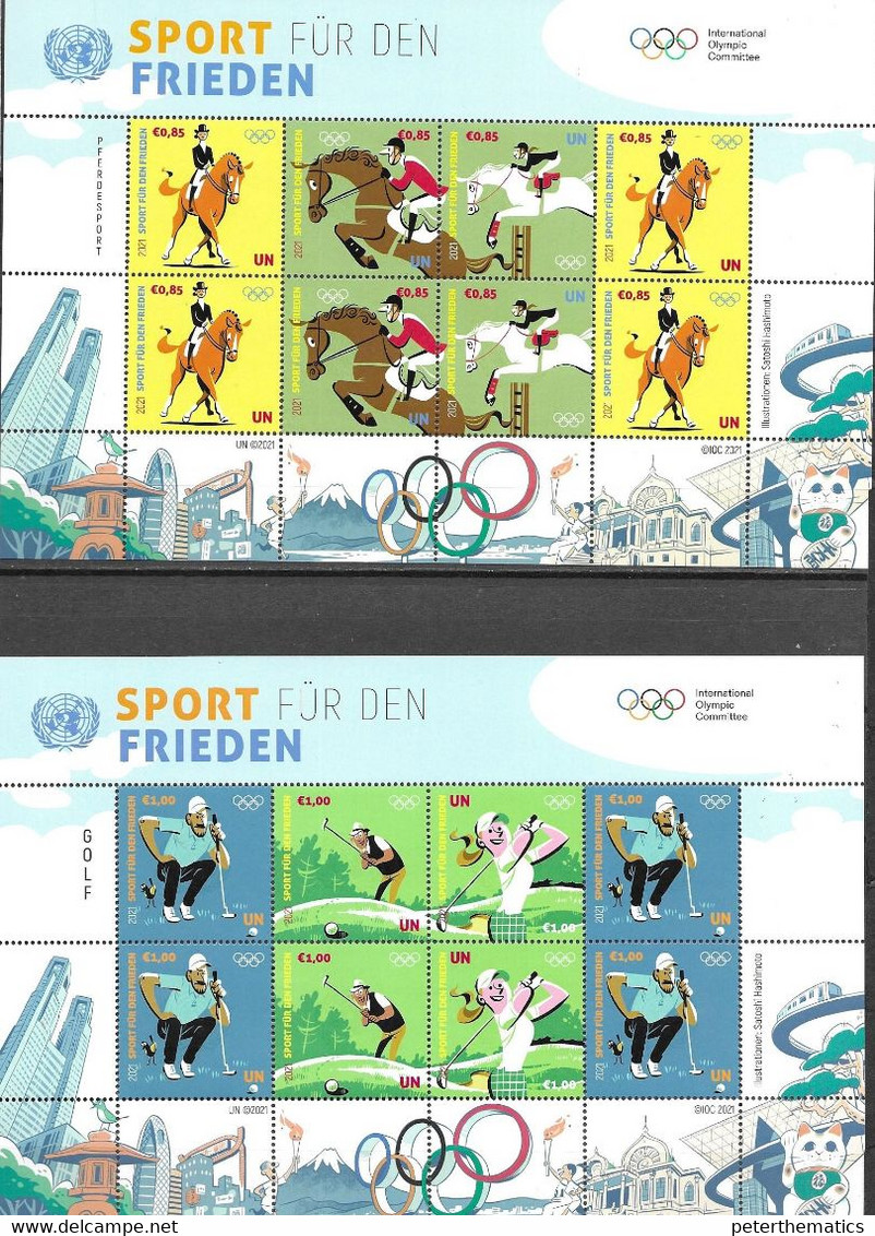 UN, 2021, MNH, OLYMPICS, TOKYO, SPORT FOR PEACE, MARTIAL ARTS, HORSE RIDING, GOLF, BASEBALL, SAILING, DIVING, 6SHEETLETS - Eté 2020 : Tokyo