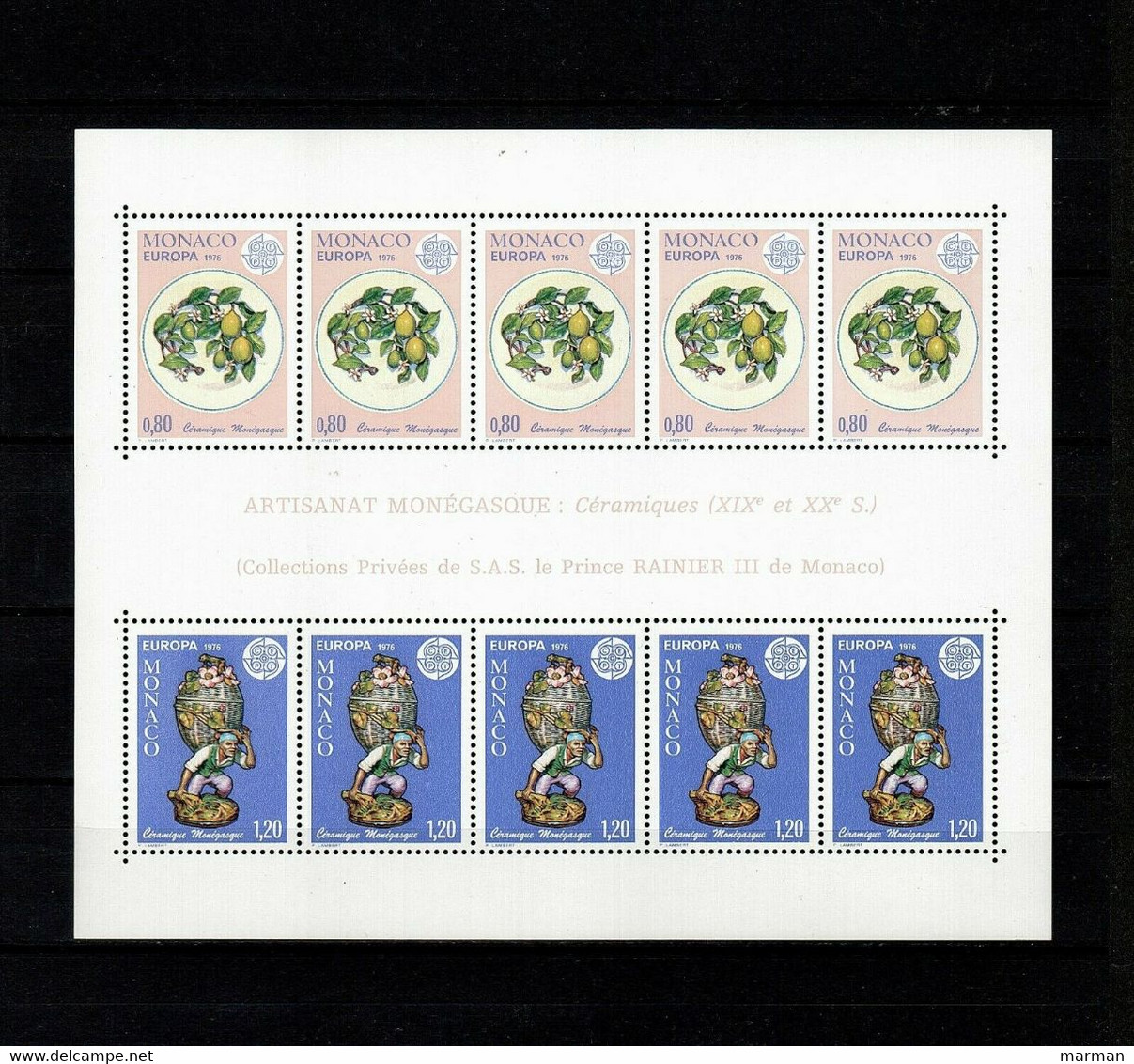 MONACO Foglietto Europa CEPT 1976 Valori Nuovi **/MNH - Blocs