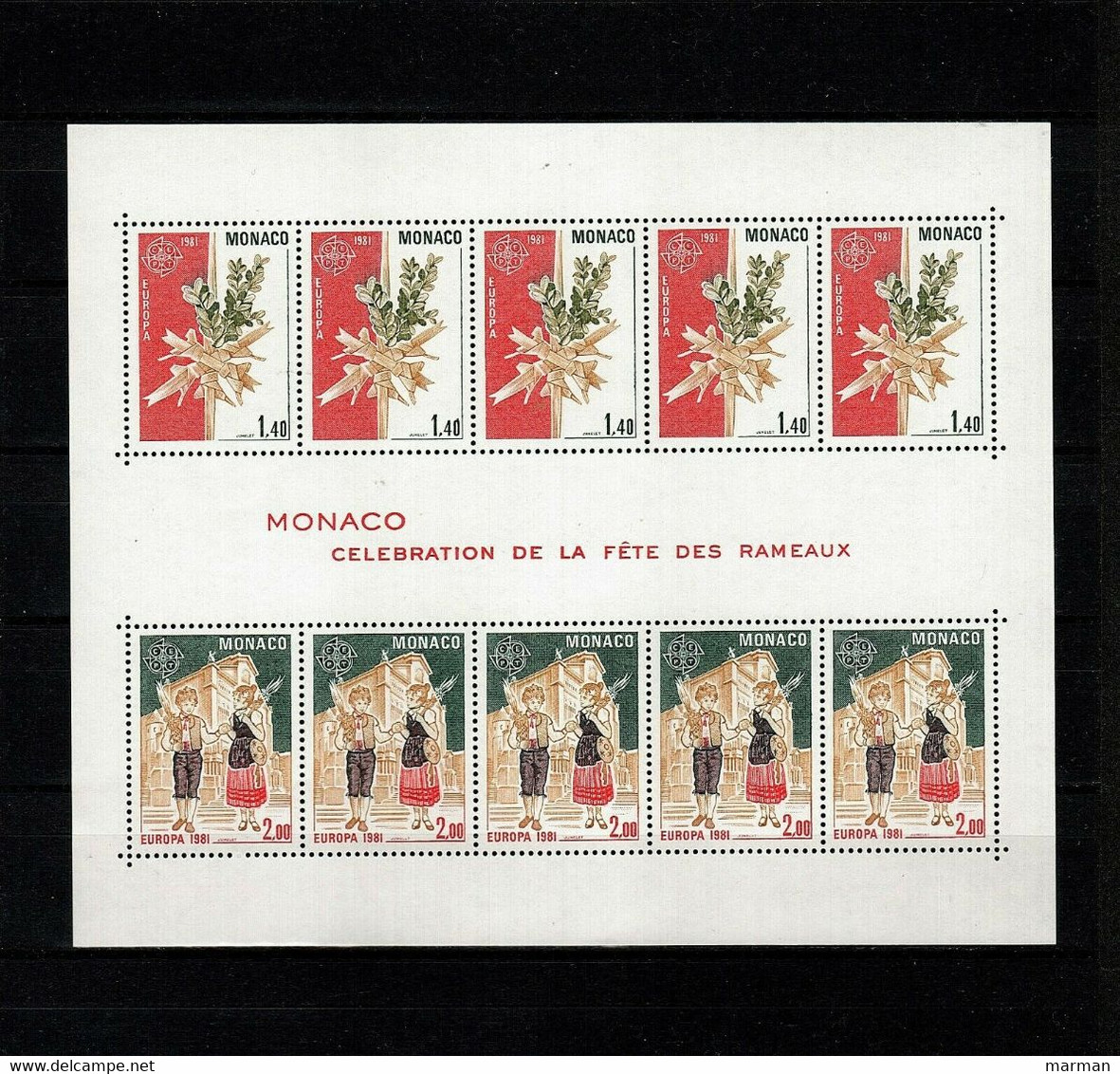 MONACO Foglietto Europa CEPT 1981 Valori Nuovi **/MNH - Blocs