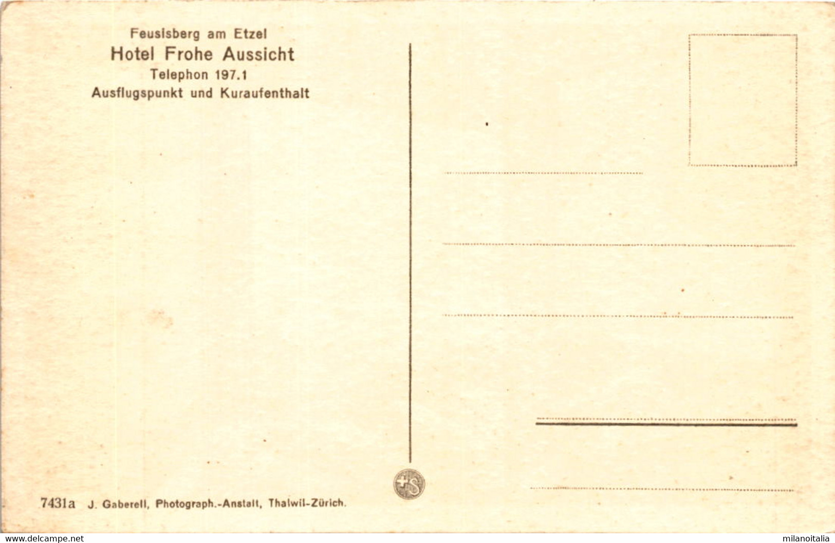 Hotel Z. Frohen Aussicht, Feusisberg Mit Zürichsee (7431a) - Feusisberg