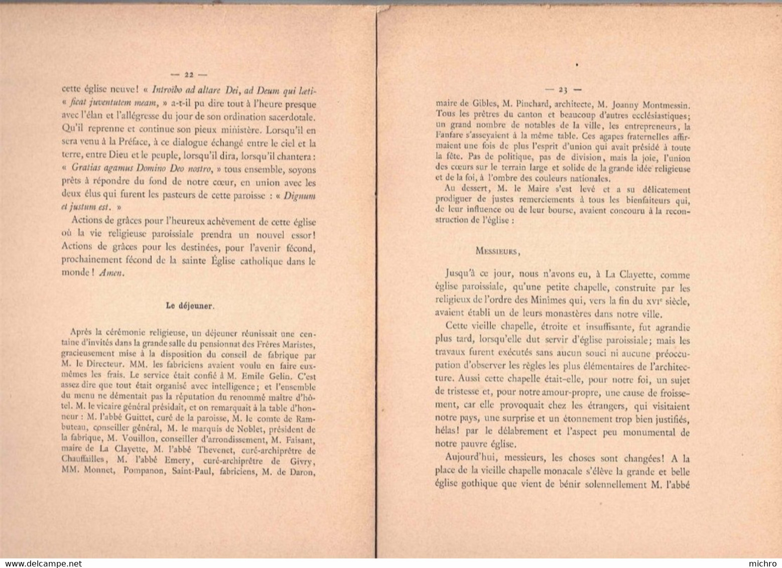 LA CLAYETTE - 1894 - Bénédiction De L'EGLISE Et TRANSLATION De 2 CORPS - 070821 - 1801-1900