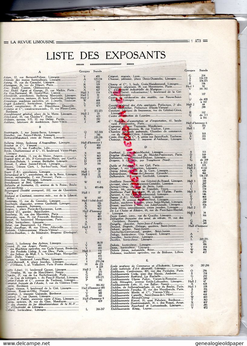 87-LIMOGES- REVUE LIMOUSINE N° 24-1927- EXPOSITION GRANDE SEMAINE LIMOUSIN- CONGRES VINS-CHAMP JUILLET-DONY-TENNIS-GARE