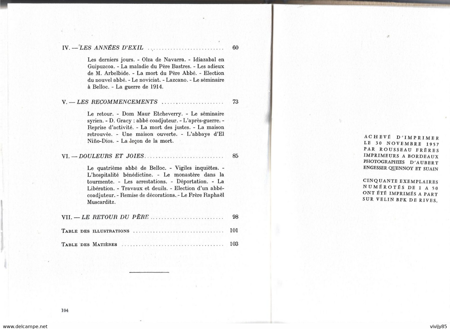 64 - Livre ancien peu courant " L'Abbaye de BELLOC 1875-1955 " de Dom Ildefonse Darricau - 1957 - 104 pages