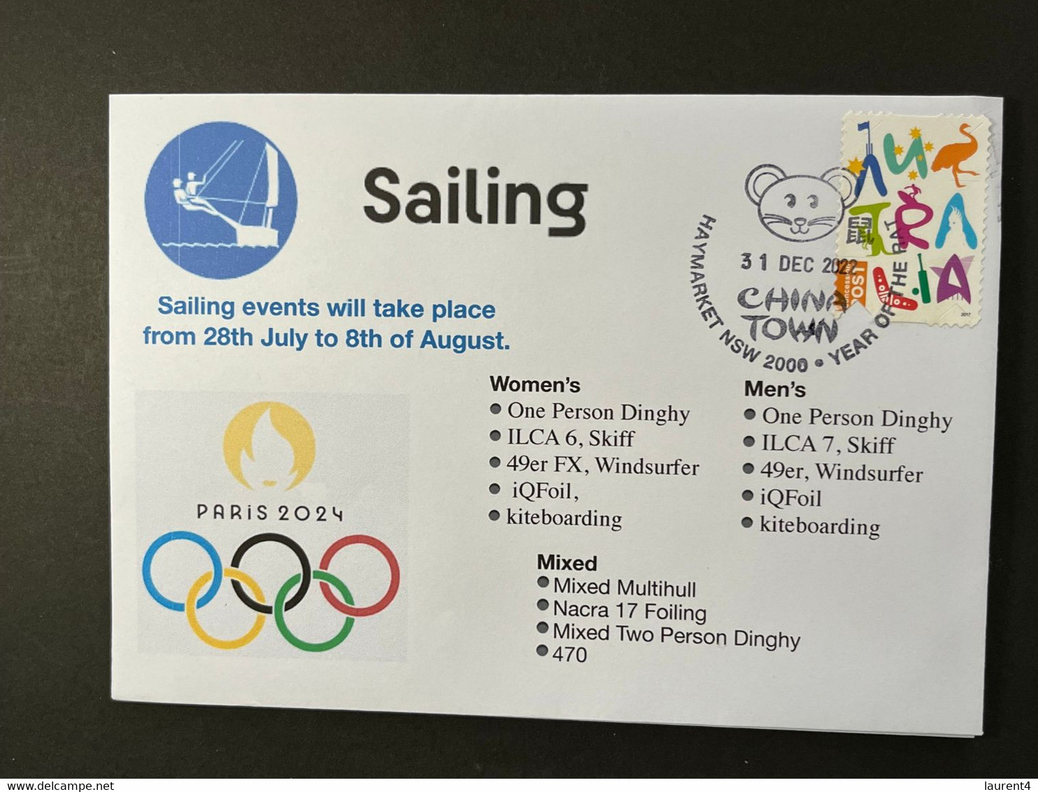 (2 N 28) 2024 France - Paris Olympic Games (31-12-2022) Sport / Sailing - Sommer 2024: Paris