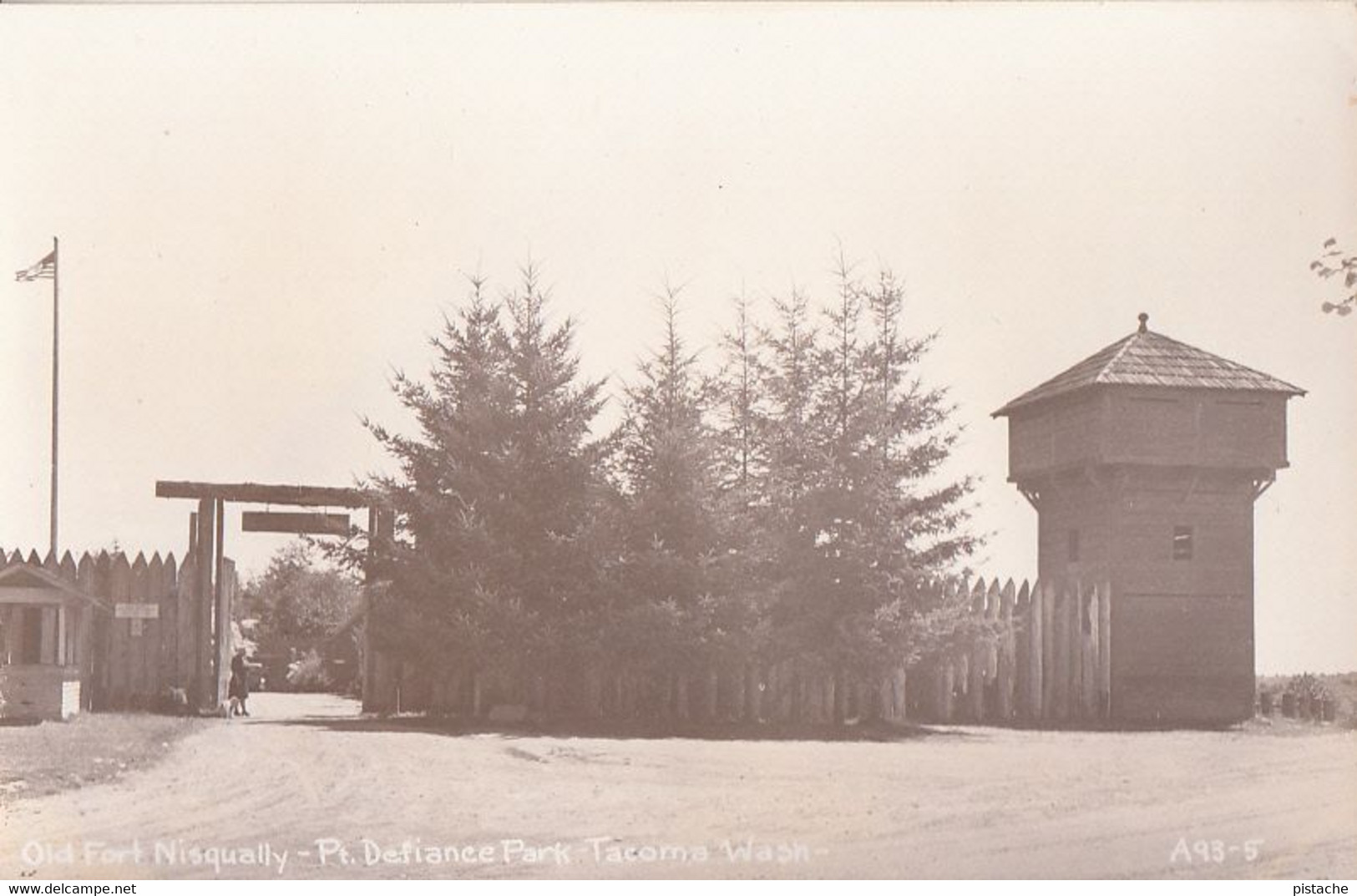 3198 – Real B&W RPPC Photo – Tacoma Washington WA – Old Fort Nisqually – Defiance Park – VG Condition – 2 Scans - Tacoma