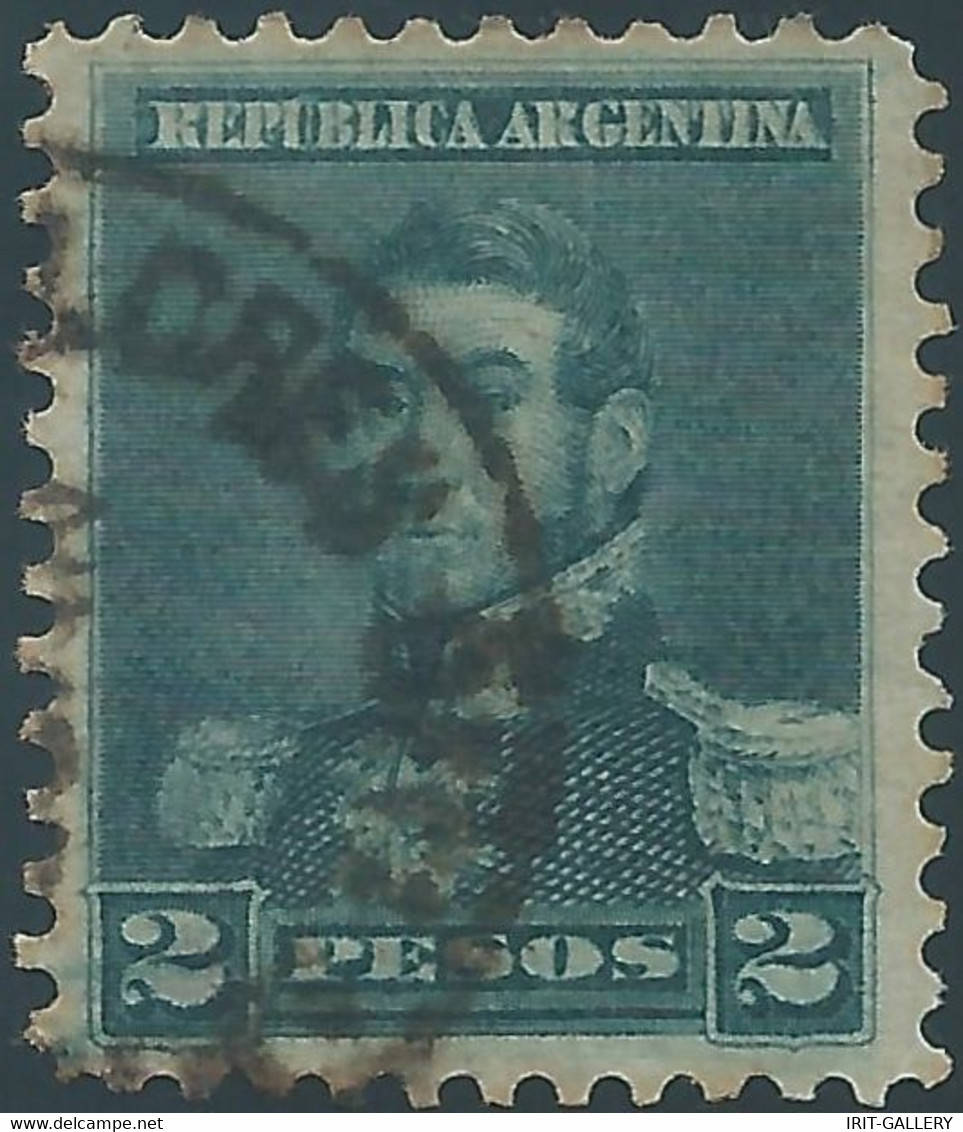 ARGENTINA,1892 -1897 San Martin,2P Dark Green,Obliterated - Usados