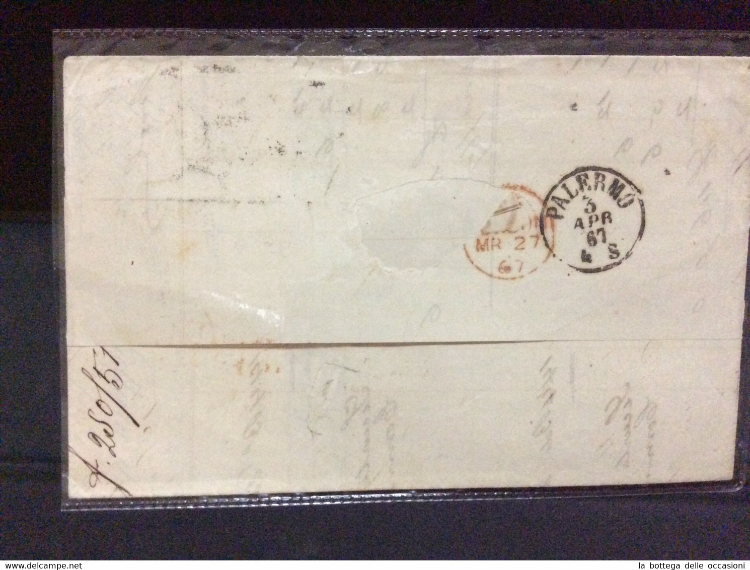 Gran Bretagna Greit Britain Histoire Postale Manchester For Sicily 1867 Palermo - Briefe U. Dokumente