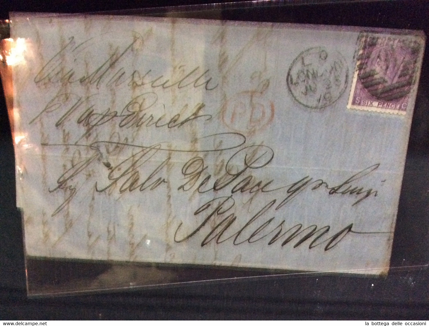 Gran Bretagna Greit Britain Histoire Postale London For Sicily 1868 Palermo - Briefe U. Dokumente