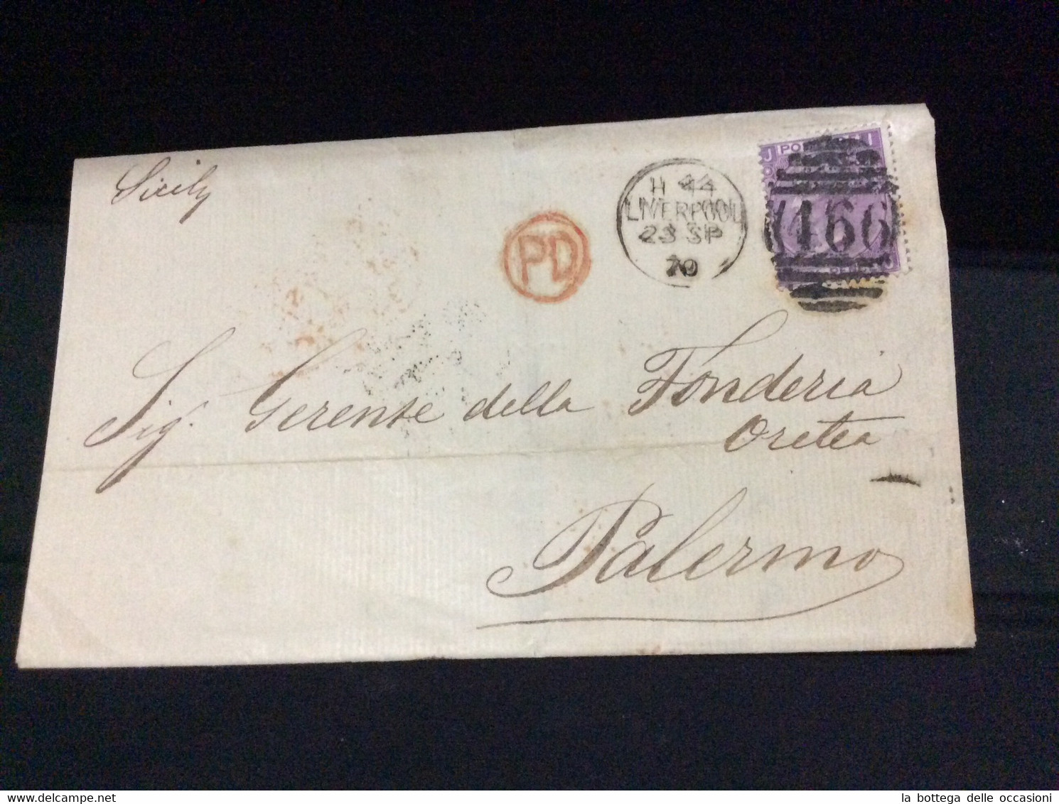 Gran Bretagna Greit Britain Histoire Postale  Liverpool For Sicily 1870 Palermo - Lettres & Documents