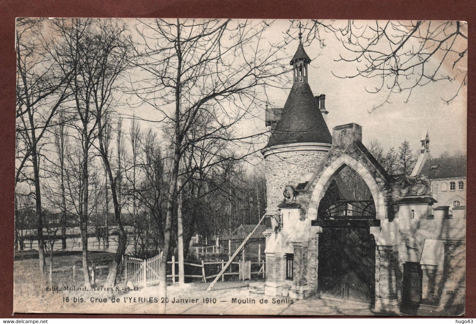 (RECTO / VERSO) MONTGERON - MOULIN DE SENLIS - CRUE DE L' YERRES LE 20 JANVIER 1910 -  CPA - Montgeron