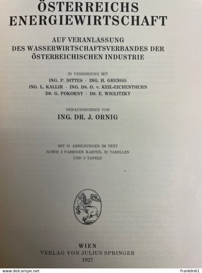 Österreichs Energiewirtschaft : Auf Veranlassung Des Wasserwirtschaftsverbandes Des österreichischen Industrie - Architecture