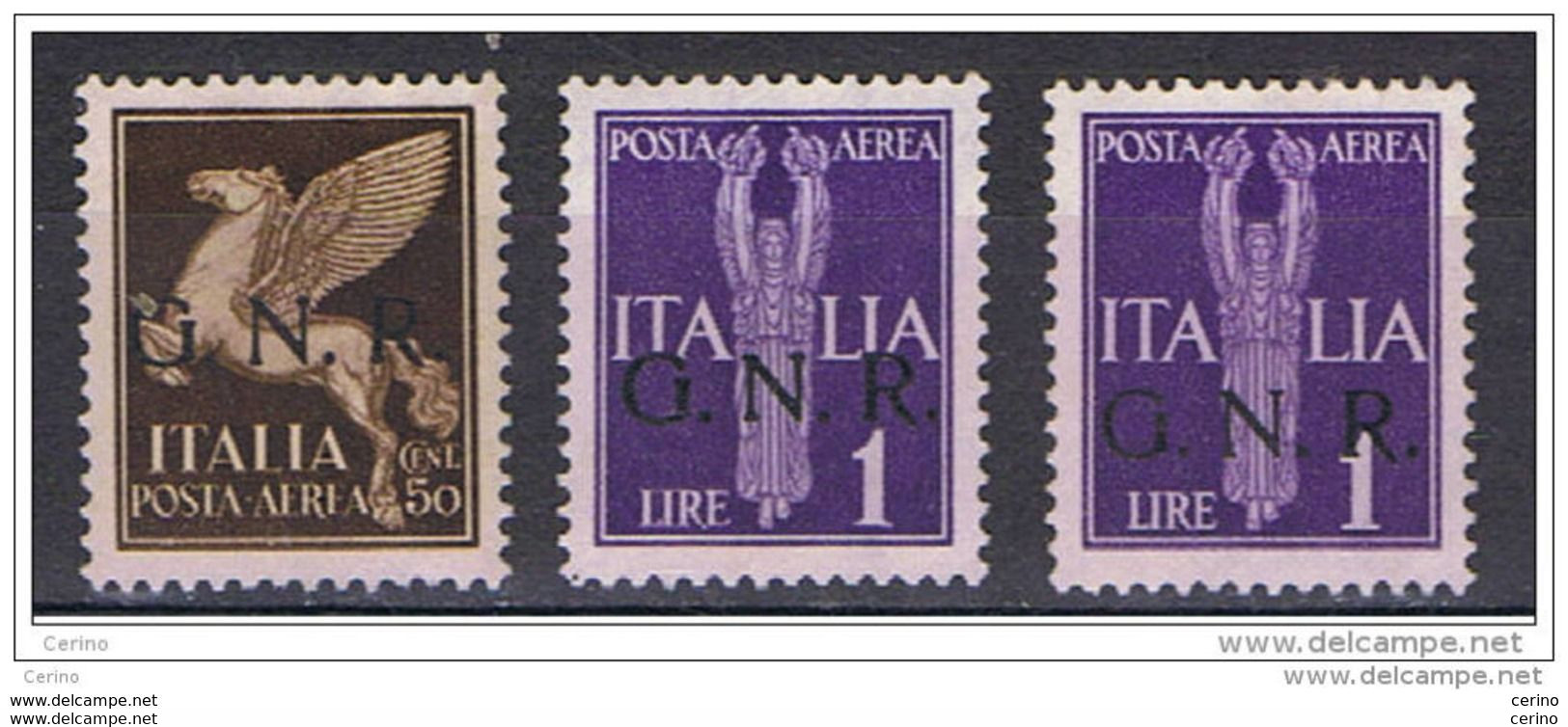 R.S.I.:  1944  P.A. SOPRASTAMPATI  G.N.R. -  3  VAL. S.G. -  SASS. 118//121 - Poste Aérienne