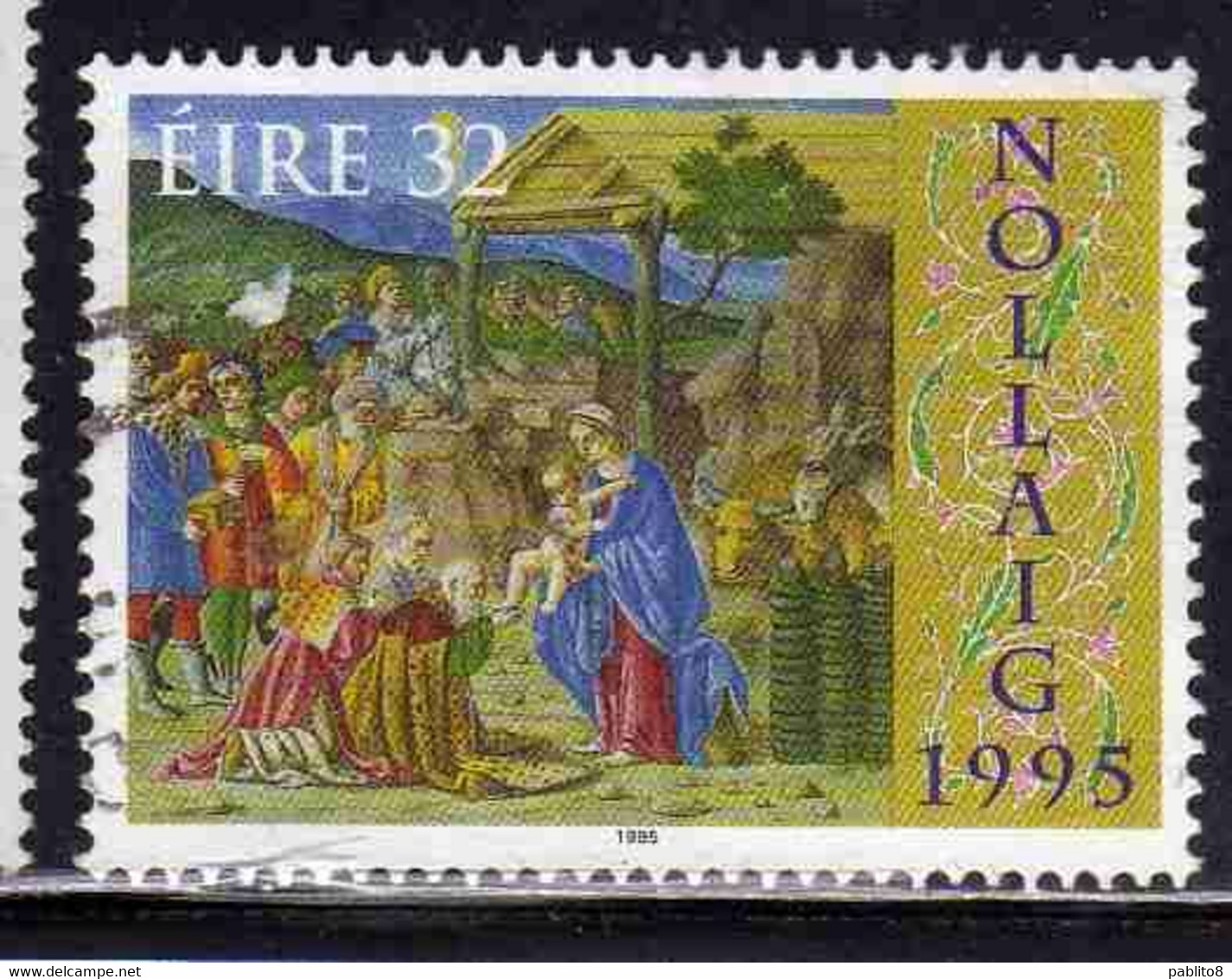 EIRE IRELAND IRLANDA 1995 CHRISTMAS ADORATION OF THE MAGI NOLLAIG NATALE NOEL NAVIDAD 32p USED USATO OBLITERE' - Used Stamps