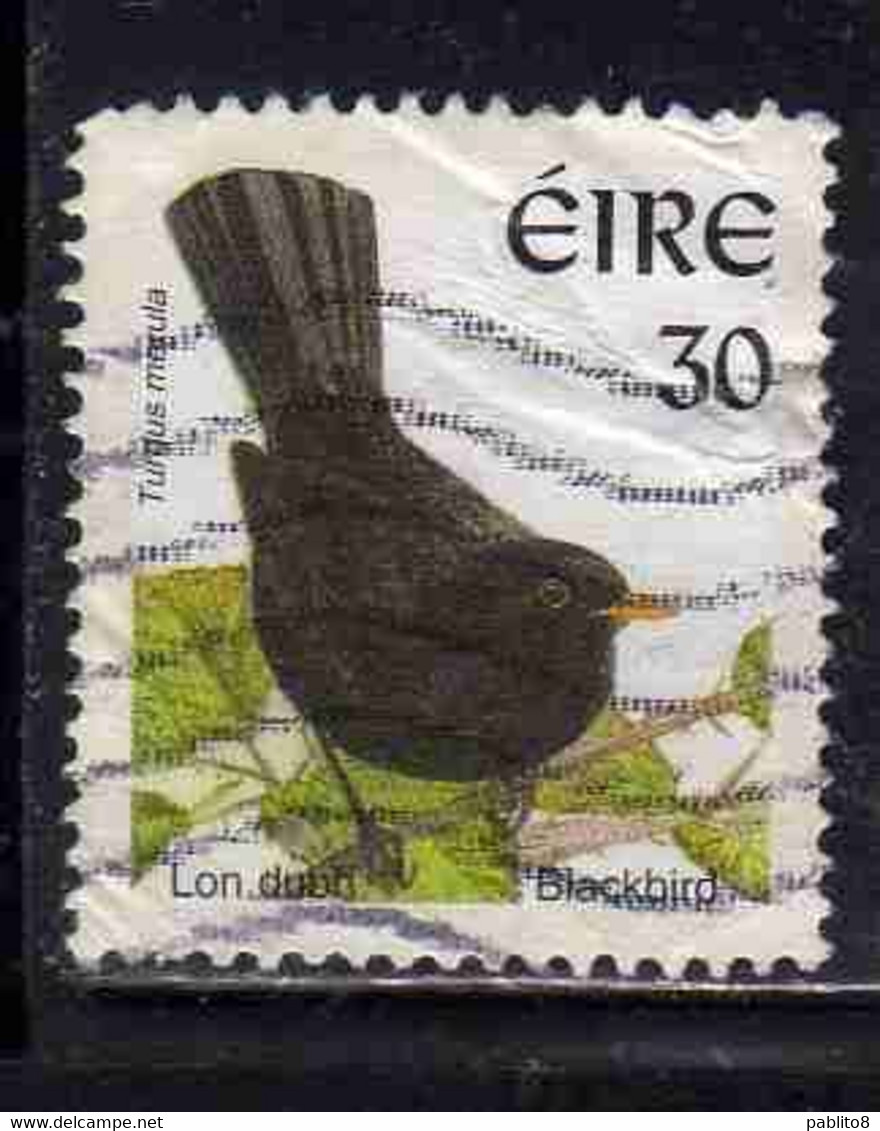 EIRE IRELAND IRLANDA 1997 1998 1999 BIRD FAUNA BLACKBIRD 30p USED USATO OBLITERE' - Used Stamps