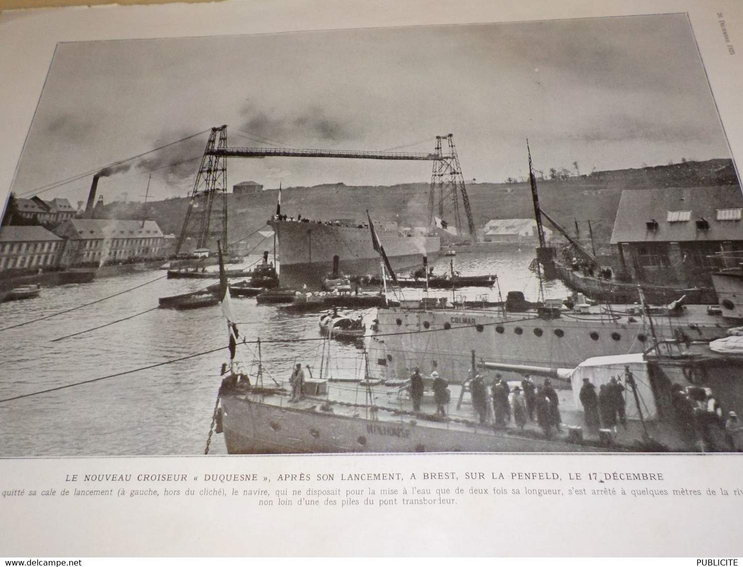 PHOTO  CROISEUR DUQUESNE A BREST 1925 - Bateaux