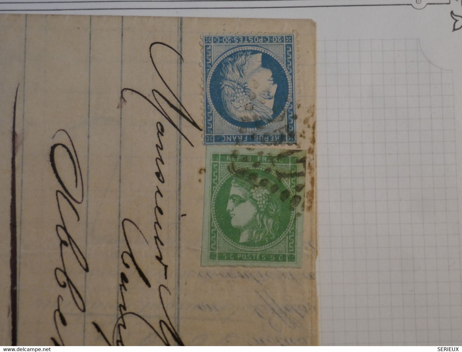 BK14 FRANCE BELLE LETTRE 1871 MONTREUIL S MER  A ABBEVILLE EMISSION DE BORDEAUX  N° 42 ET  N° 37  ++AFF. INTERESSANT++ - 1870 Emission De Bordeaux