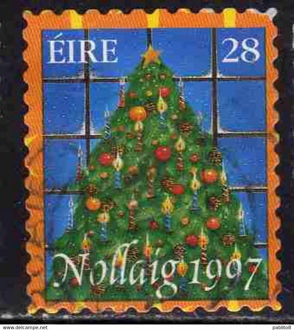 EIRE IRELAND IRLANDA 1997 CHRISTMAS TREE NOLLAIG NATALE NOEL WEIHNACHTEN NAVIDAD 28p USED USATO OBLITERE' - Used Stamps