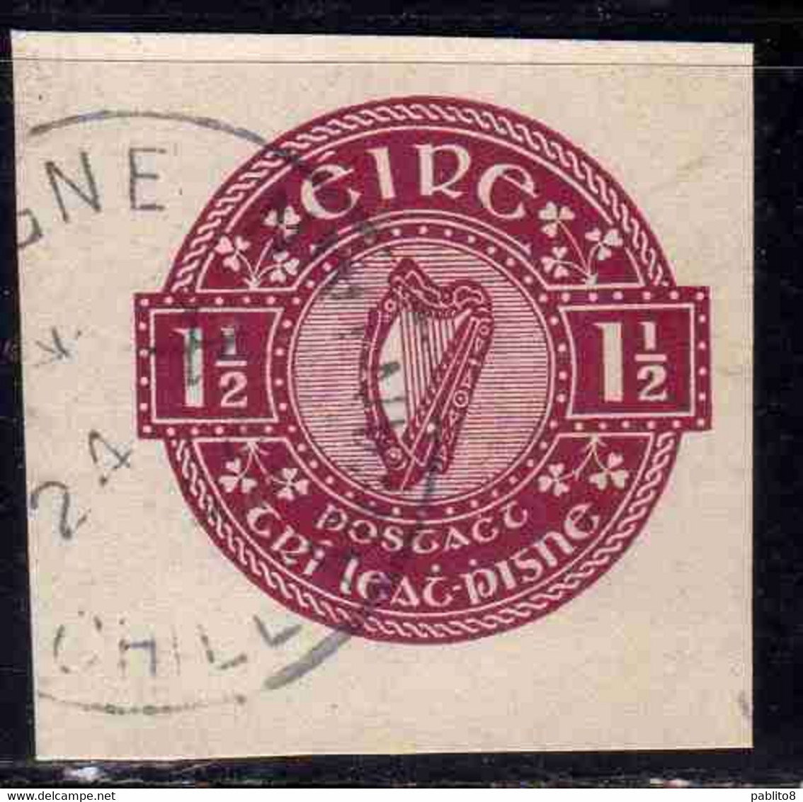 EIRE IRELAND IRLANDA 1942 POSTAL STATIONERY HARP 1 1/2p USED USATO OBLITERE' - Interi Postali