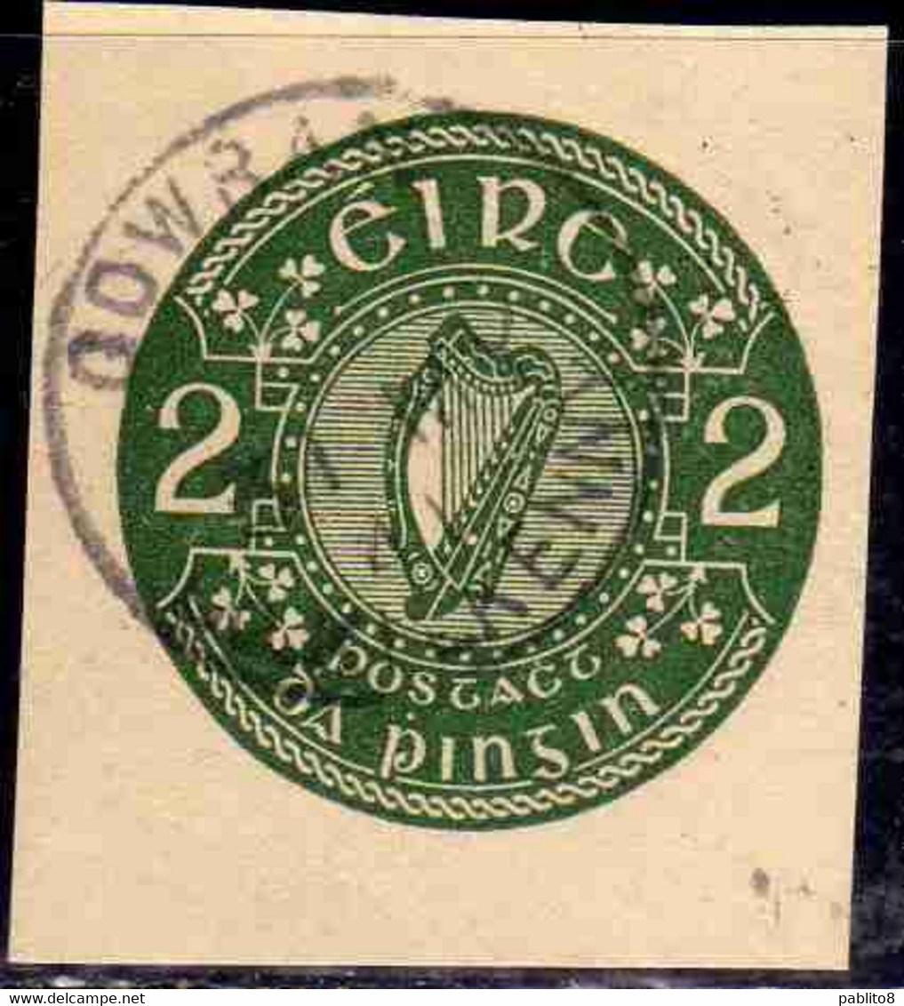 EIRE IRELAND IRLANDA 1942 POSTAL STATIONERY HARP 2p USED USATO OBLITERE' - Entiers Postaux