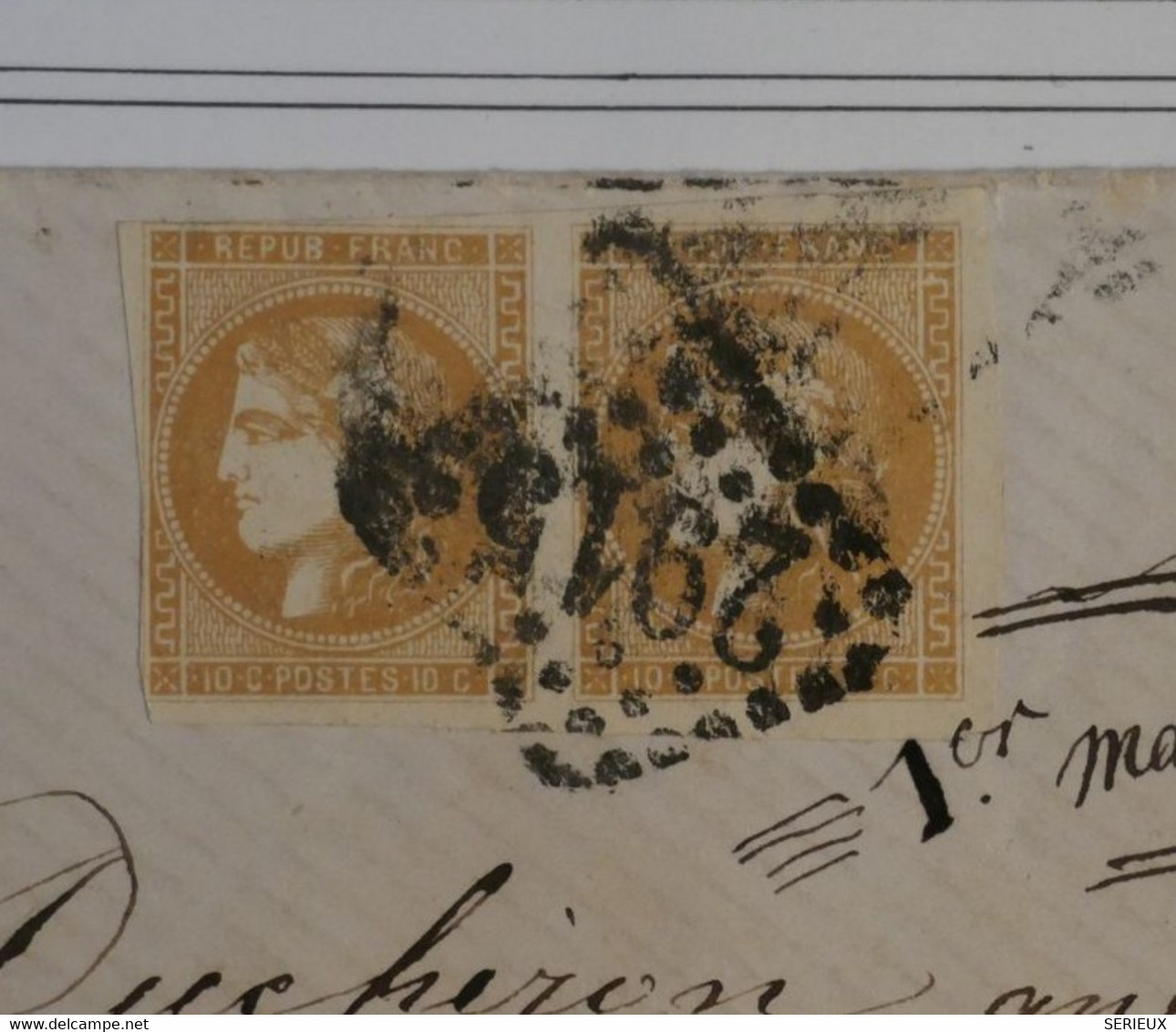 BK14 FRANCE BELLE LETTRE 1871 POITIERS   A  LA VIGERIE  EMISSION DE BORDEAUX  PAIRE DE N° 43 ++AFF. INTERESSANT++ - 1870 Emission De Bordeaux