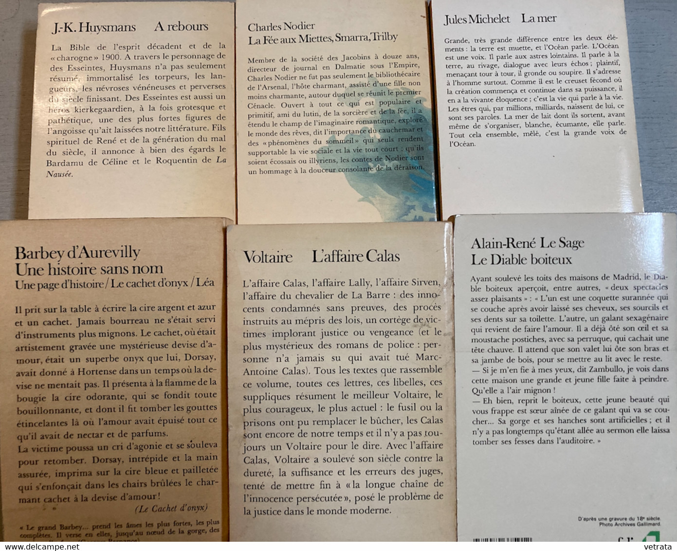 6 Classiques En Folio : Barbey D’Aurevilly-Huysmans-Le Sage-Michelet-Nodier-Voltaire - Lots De Plusieurs Livres