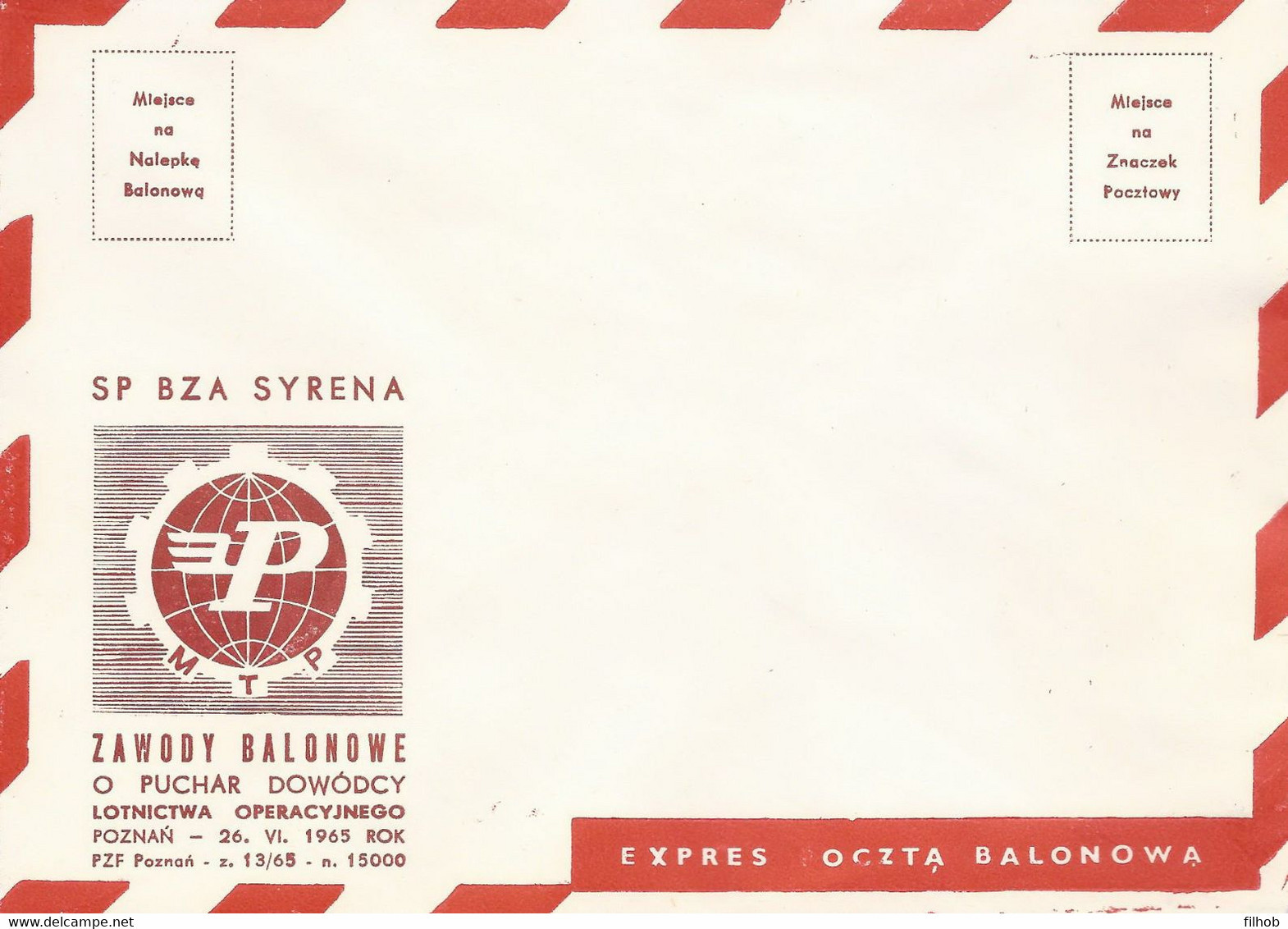 Poland Post - Balloon PBA.1965.kop.syr: Competition For The Poznan Fair Cup (envelope Syrena) - Balloons