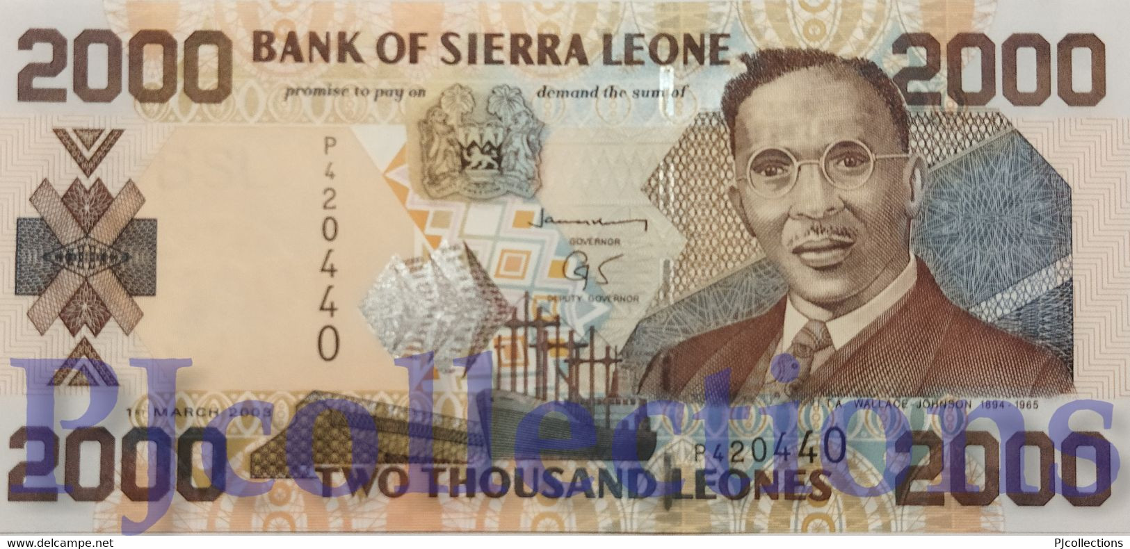 SIERRA LEONE 2000 LEONES 2003 PICK 26b UNC - Sierra Leone