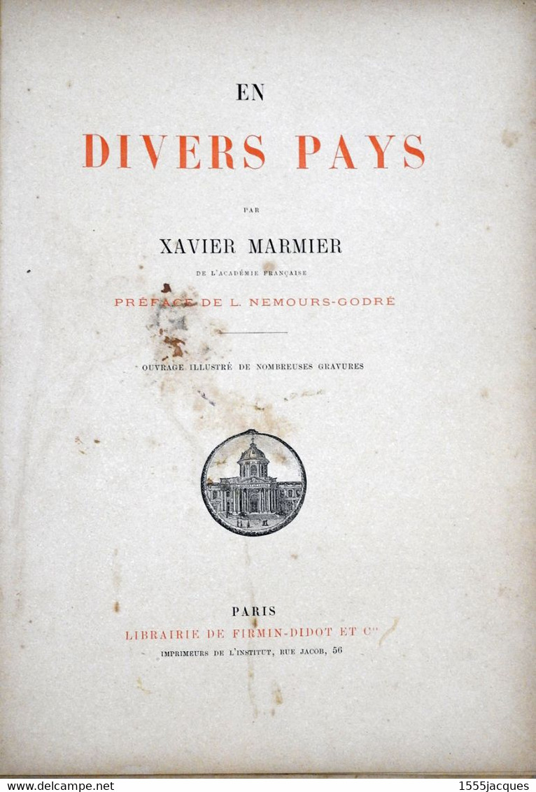 EN DIVERS PAYS / XAVIER MARMIER - PREFACE DE L. NEMOURS-GODRE -  1891 -