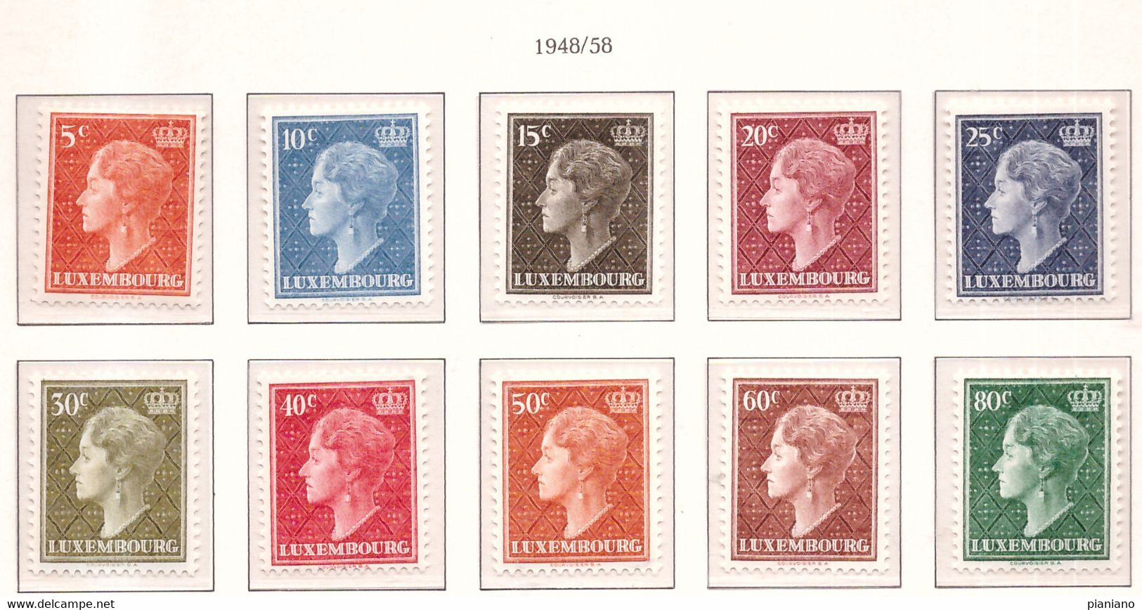 PIA - LUSSEMBURGO - 1948-58 :  Effigie Della Gran Duchessa Carlotta  - (Yv  413A-424+544A-47) - 1944 Charlotte Right-hand Side