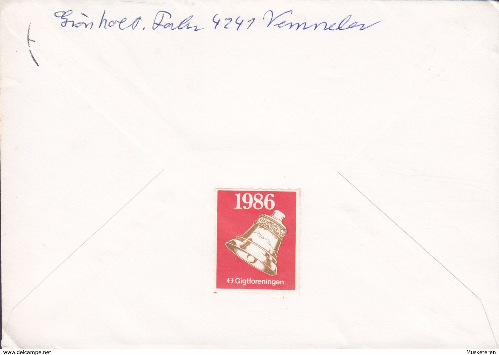 Denmark Brotype VEMMELEV (***2) 1985 Cover Brief HOLTE 3-Stripe Christmas Seal Train W. Waggons Bell Glocke Vignette - Covers & Documents