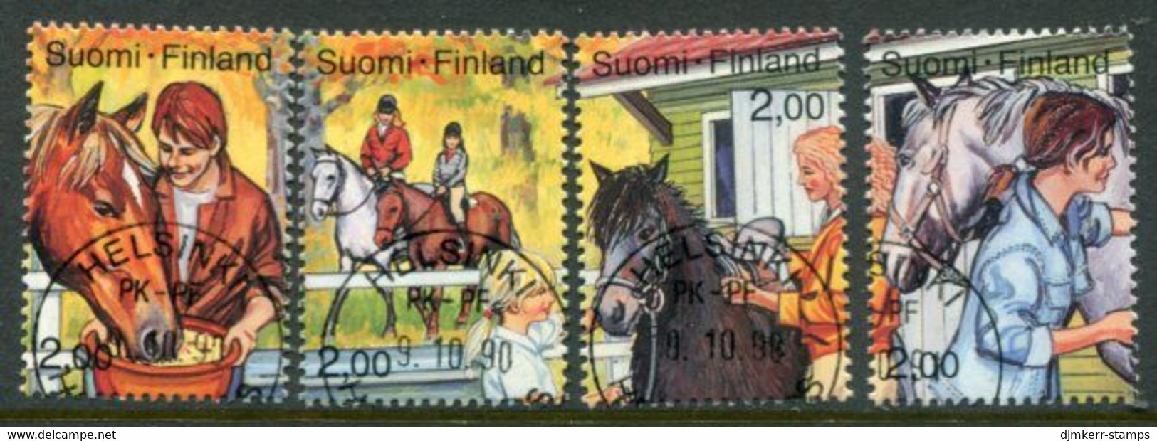 FINLAND 1990 Horse-riding Singles Ex Block Used.  Michel 1120-23 - Used Stamps