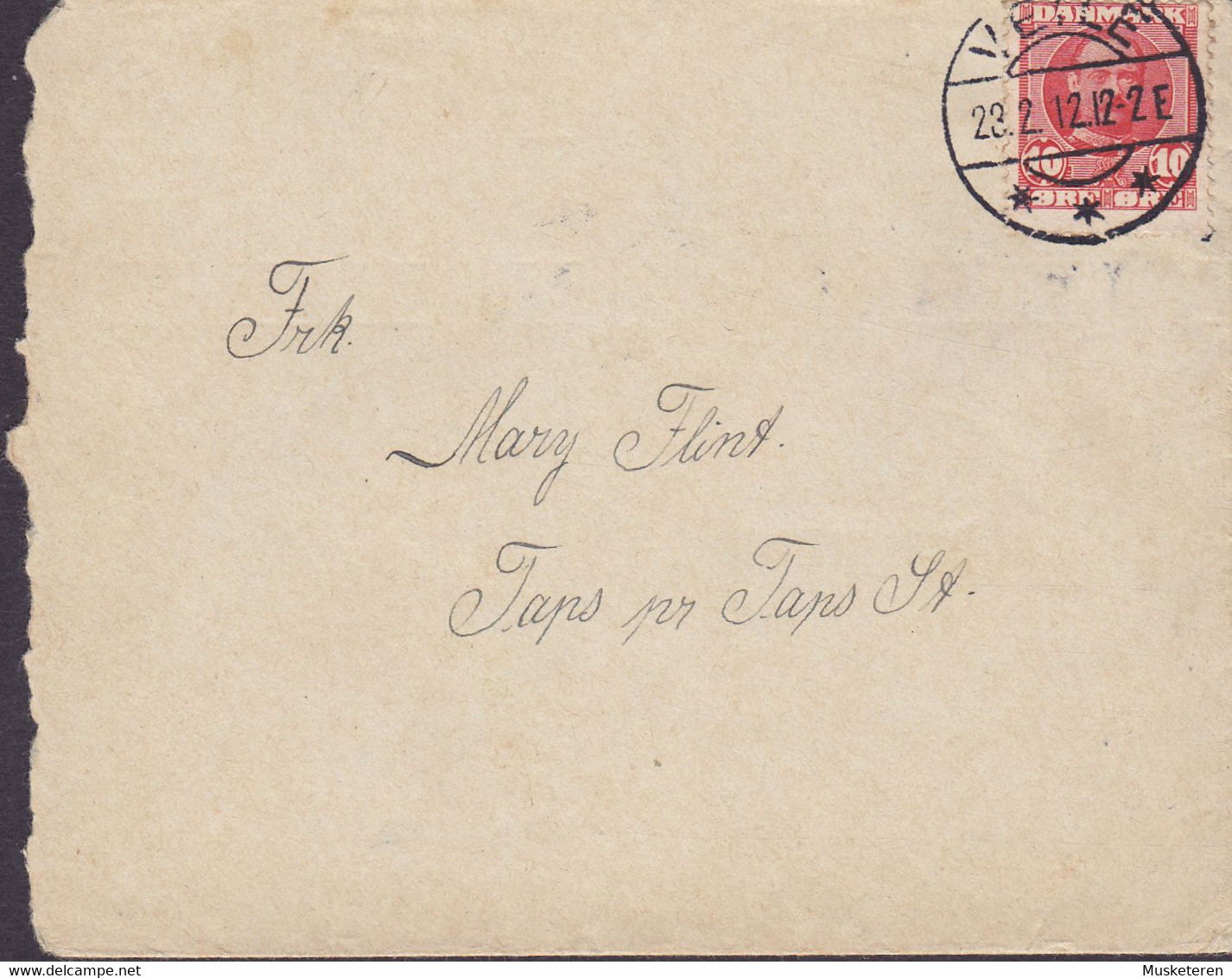 Denmark Brotype VEILE 1912 'Petite' Cover Brief TAPS Pr. TAPS St. Fr. VIII. Stamp - Briefe U. Dokumente