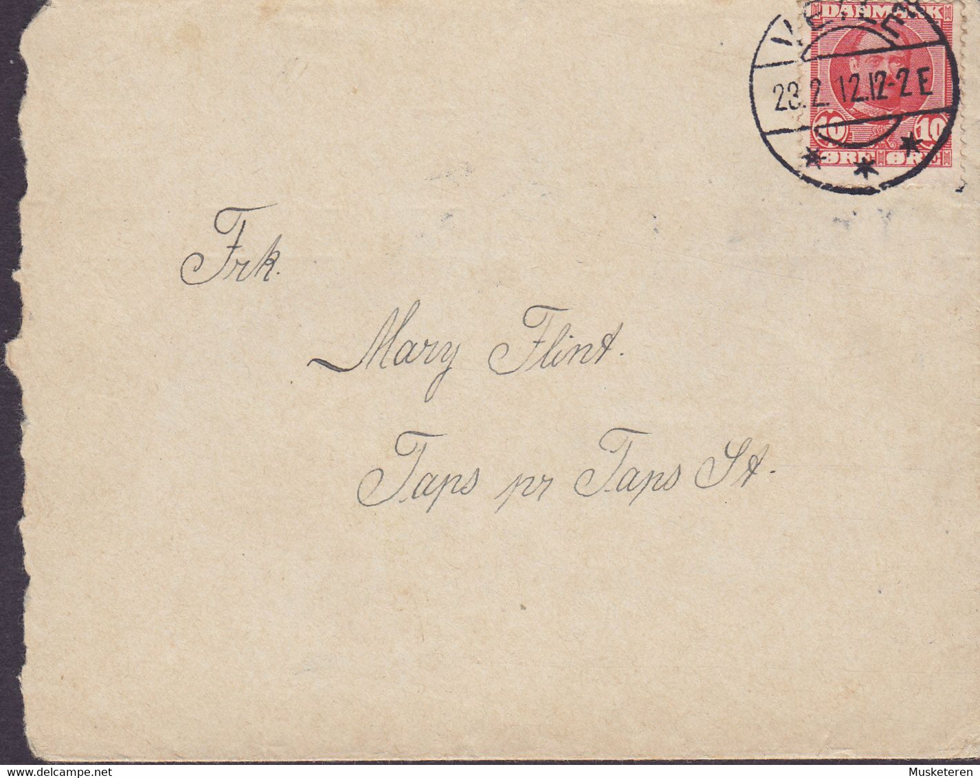 Denmark Brotype VEILE 1912 'Petite' Cover Brief TAPS Pr. TAPS St. Fr. VIII. Stamp - Storia Postale