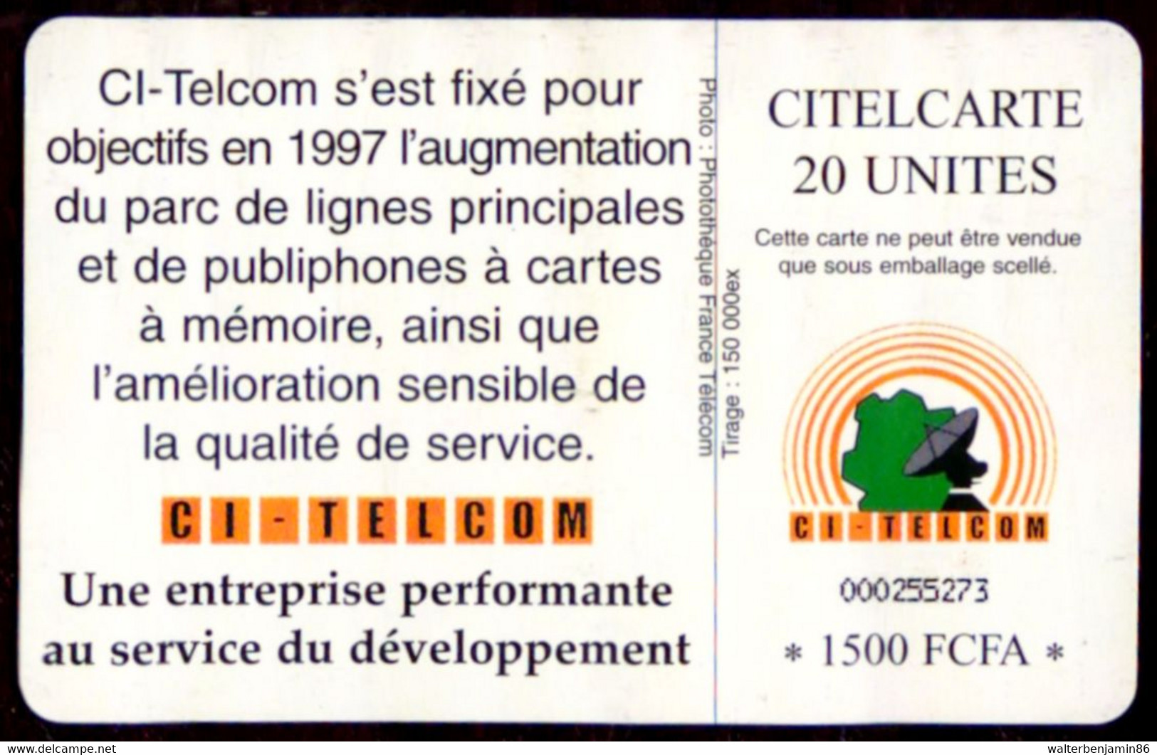 SCHEDA TELEFONICA PHONECARD IVORY COAST TELEPHONE - Costa D'Avorio