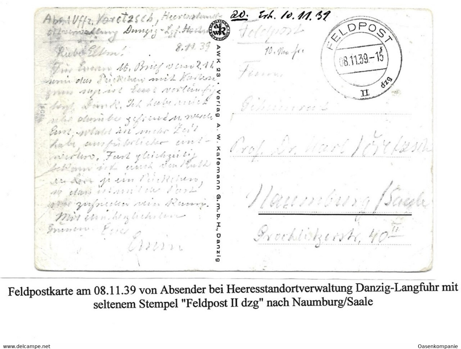 Feldpost Danziger II Stempel Danzig 1939 - Feldpost 2e Wereldoorlog